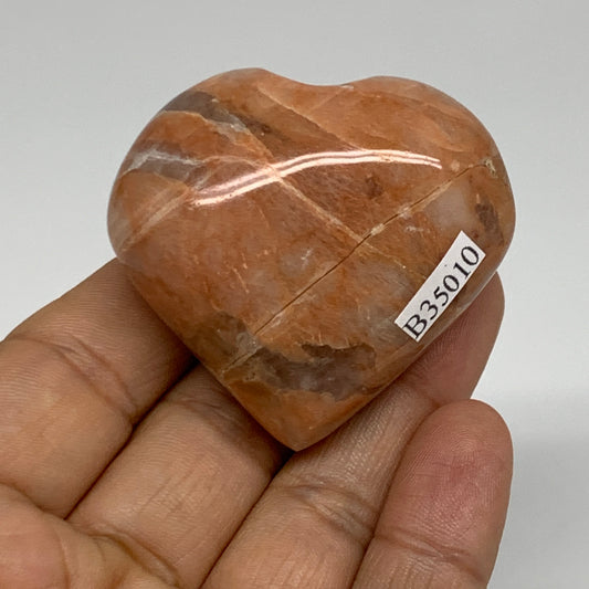 74.6g, 1.8"x2"x1", Peach Moonstone Heart Crystal Polished, B35010