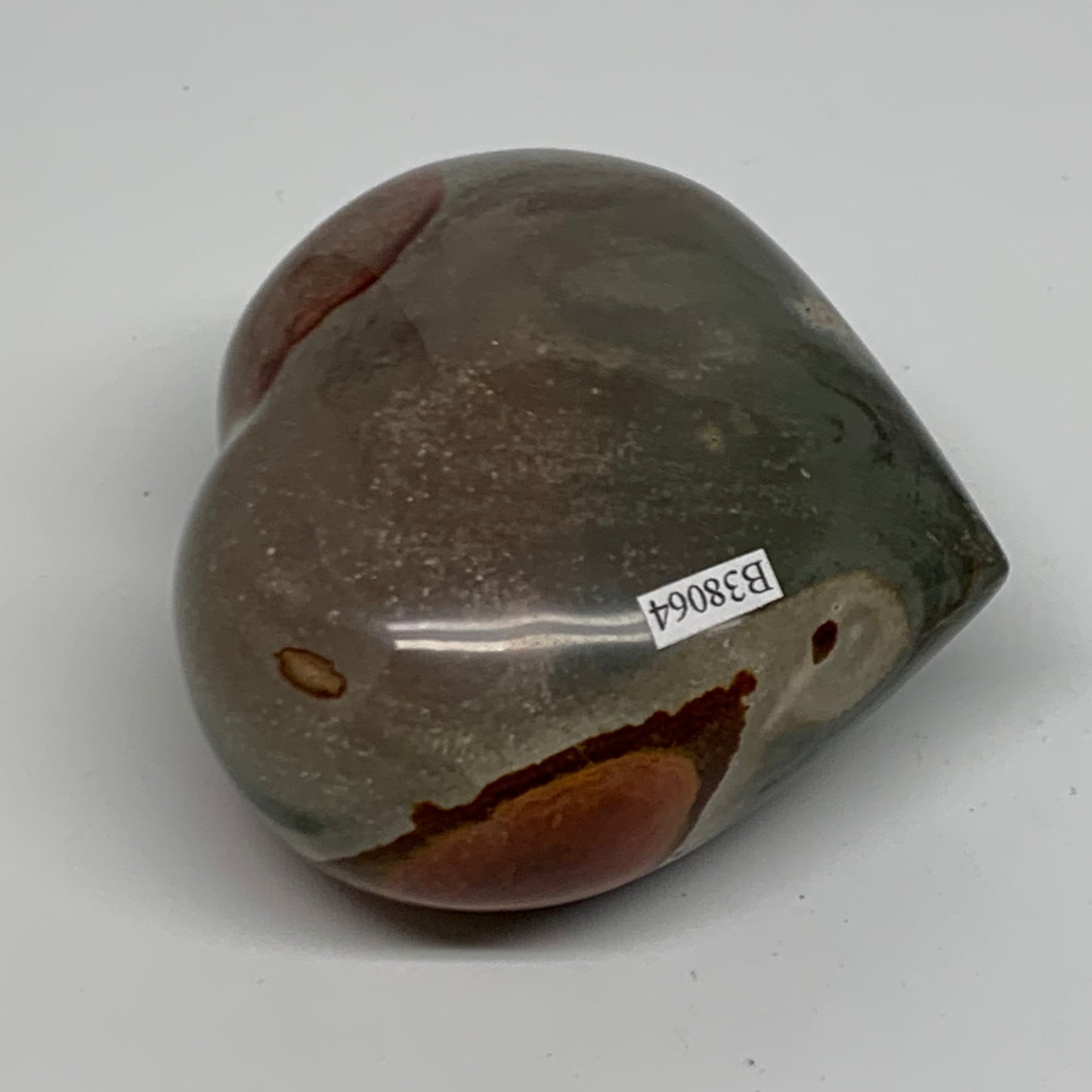 0.91 lbs, 3.2"x3.5"x1.8", Polychrome Jasper Heart Polished Crystal, B38064