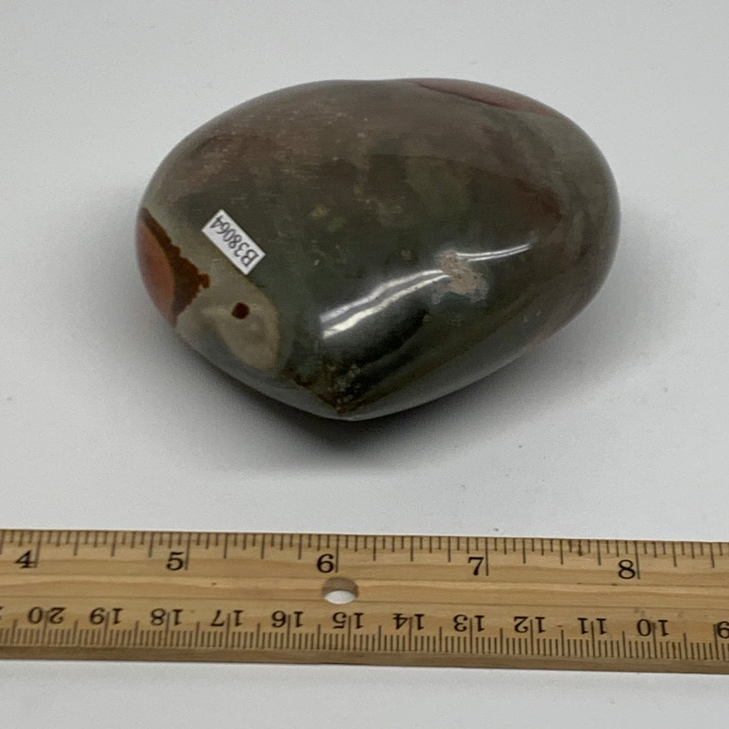 0.91 lbs, 3.2"x3.5"x1.8", Polychrome Jasper Heart Polished Crystal, B38064