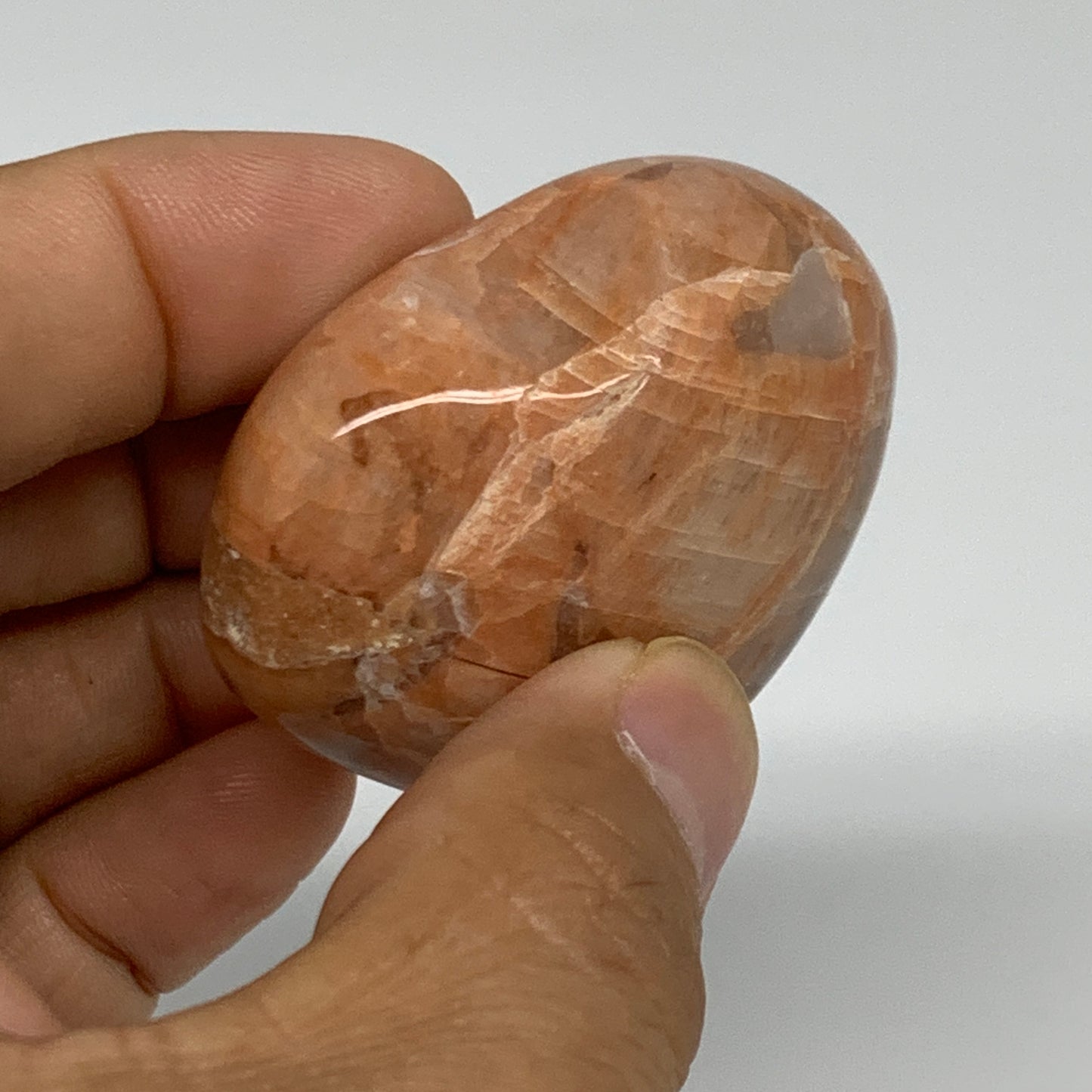 74.6g, 1.8"x2"x1", Peach Moonstone Heart Crystal Polished, B35010