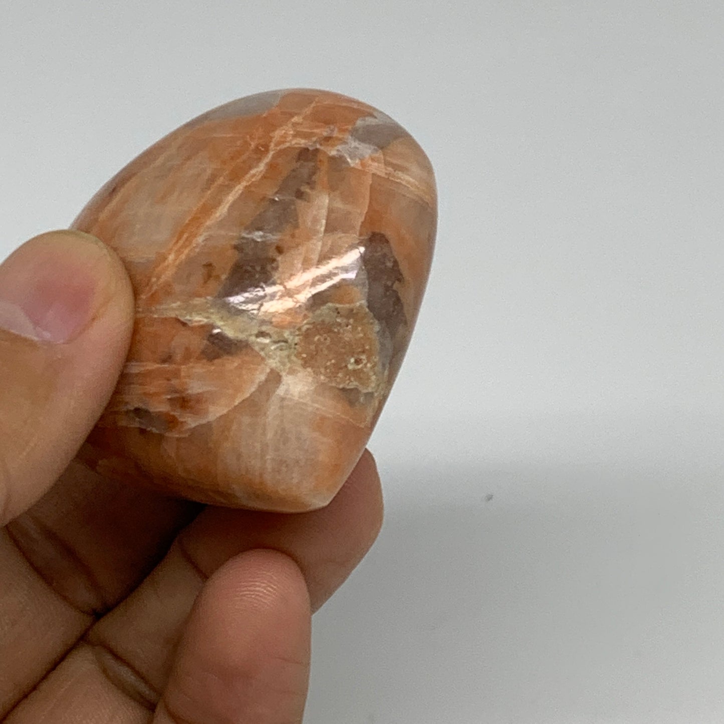 74.6g, 1.8"x2"x1", Peach Moonstone Heart Crystal Polished, B35010