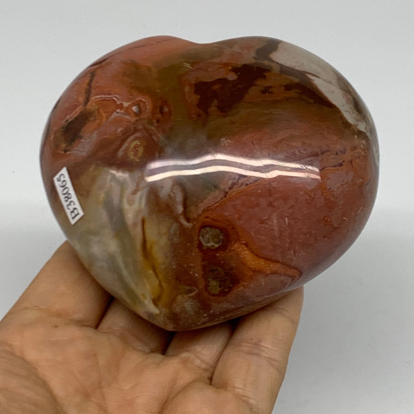 0.92 lbs, 3.3"x3.5"x1.9", Polychrome Jasper Heart Polished Crystal, B38065