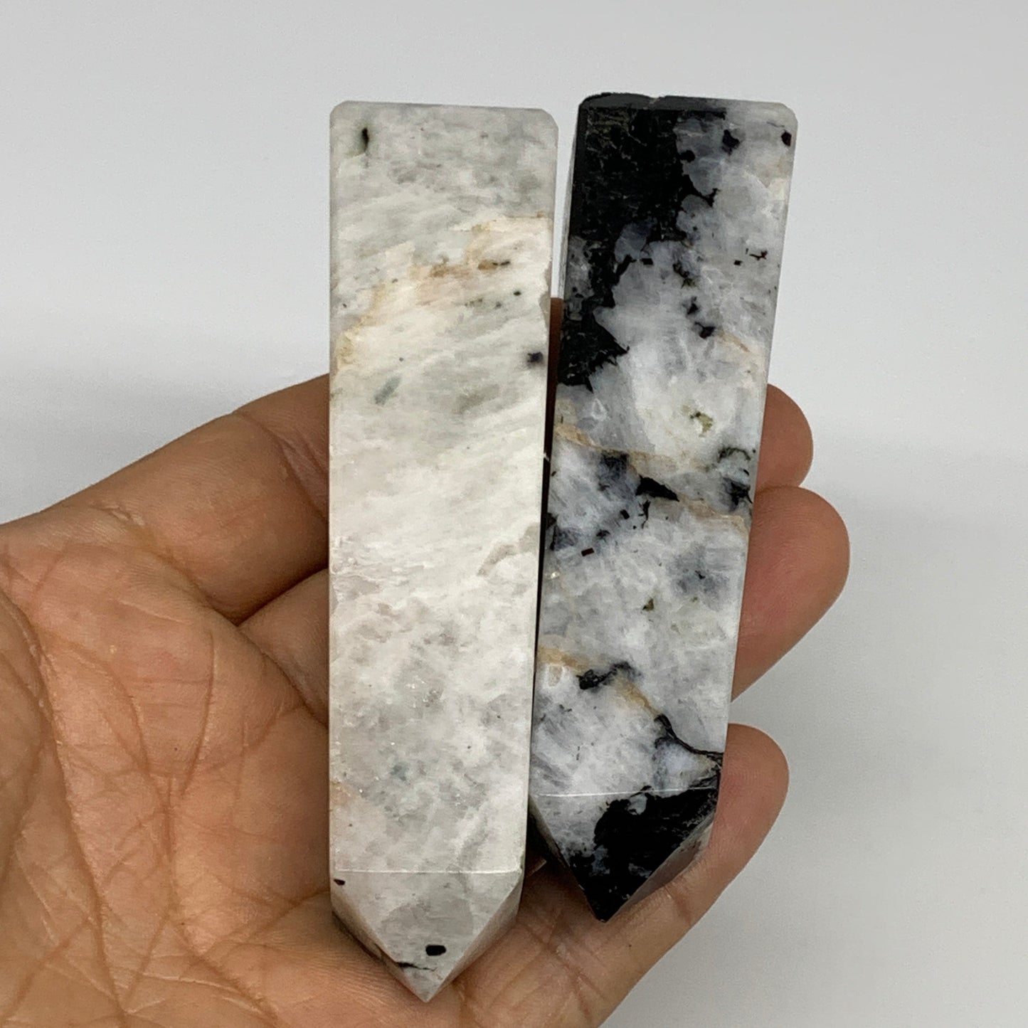 2.2 lbs, 2.9" - 3.8", 10pcs, Natural Rainbow Moonstone Towers, Obelisks, B29310