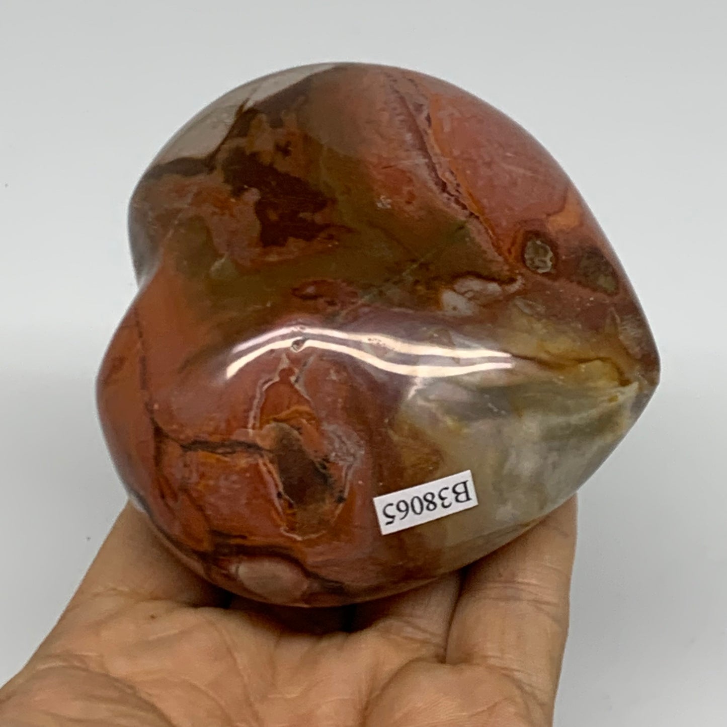 0.92 lbs, 3.3"x3.5"x1.9", Polychrome Jasper Heart Polished Crystal, B38065