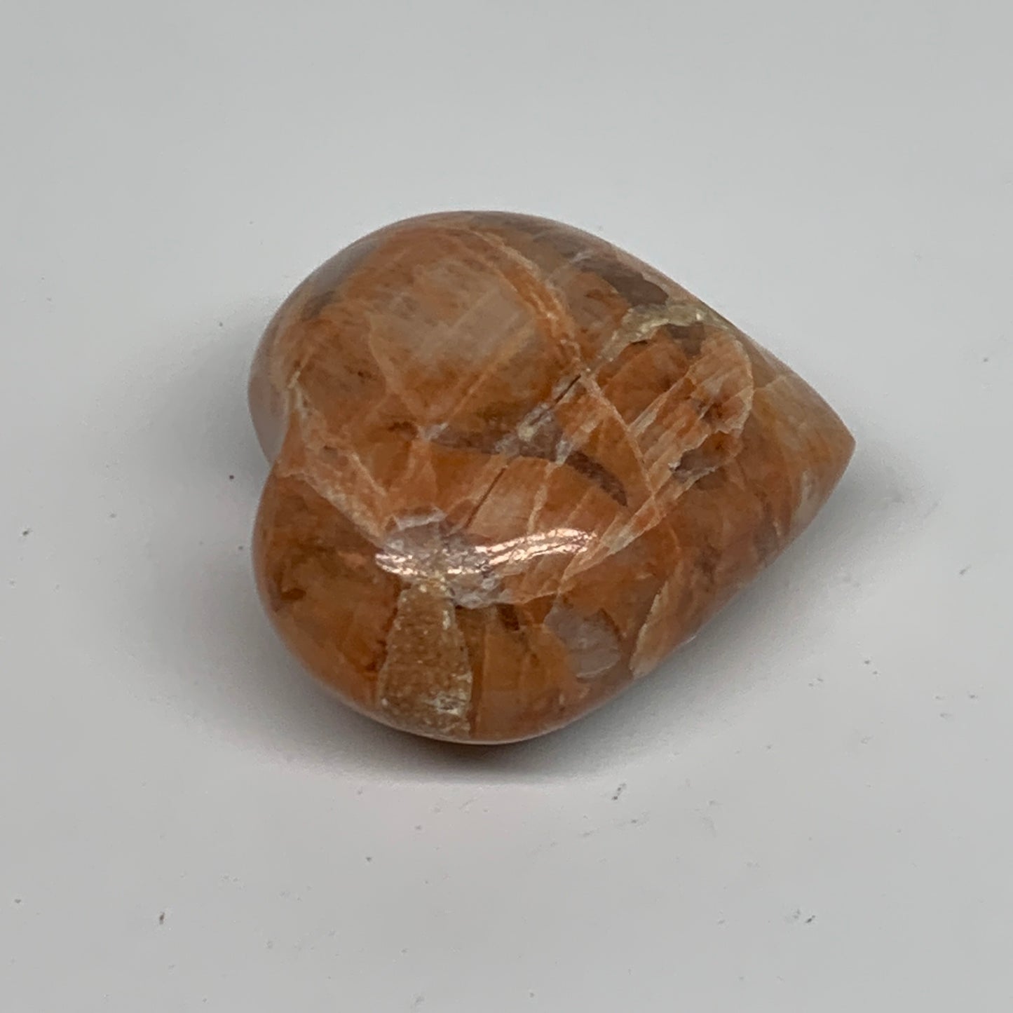 74.6g, 1.8"x2"x1", Peach Moonstone Heart Crystal Polished, B35010