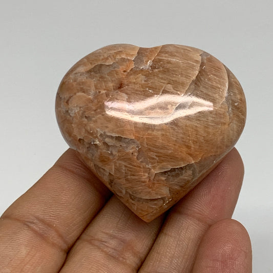 68.7g, 1.8"x1.9"x1", Peach Moonstone Heart Crystal Polished, B35021