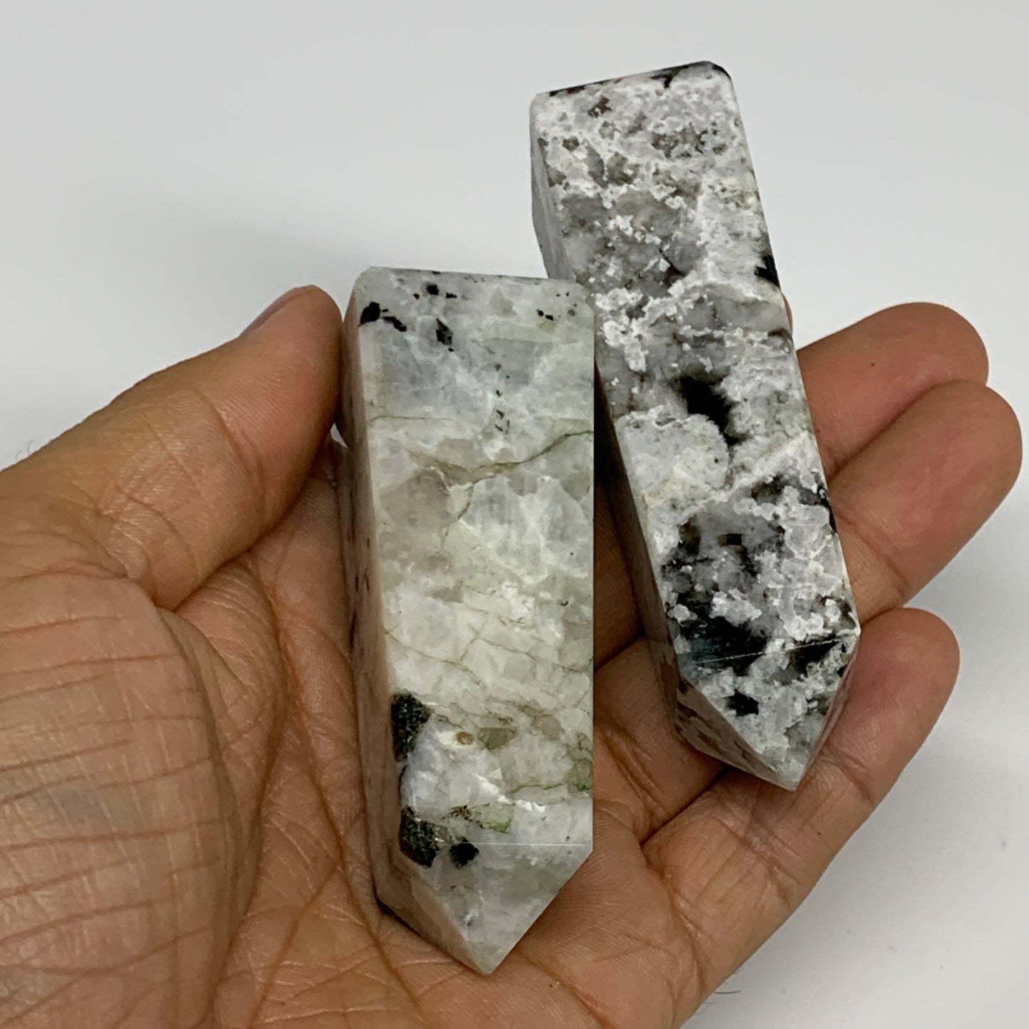 2.2 lbs, 2.9" - 3.8", 10pcs, Natural Rainbow Moonstone Towers, Obelisks, B29310