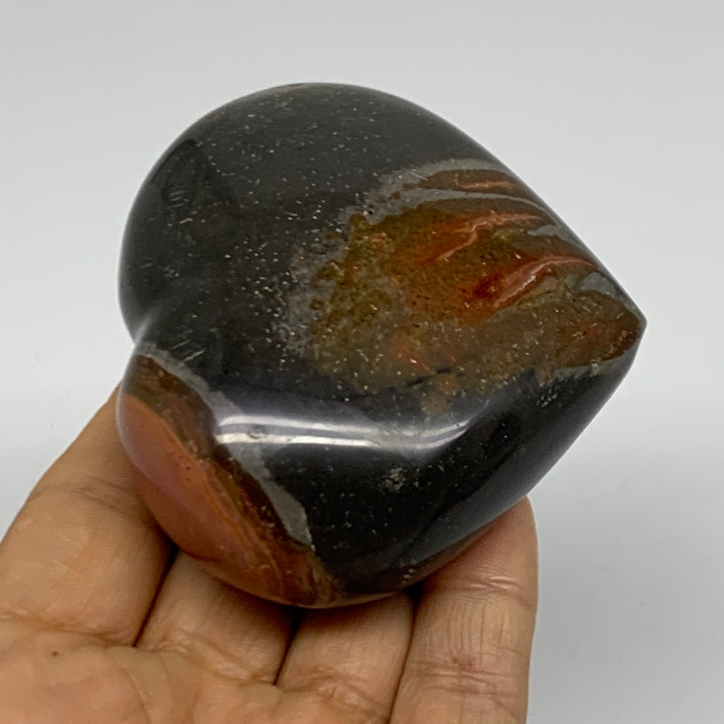 0.50 lbs, 2.7"x3"x1.4", Polychrome Jasper Heart Polished Crystal, B38066
