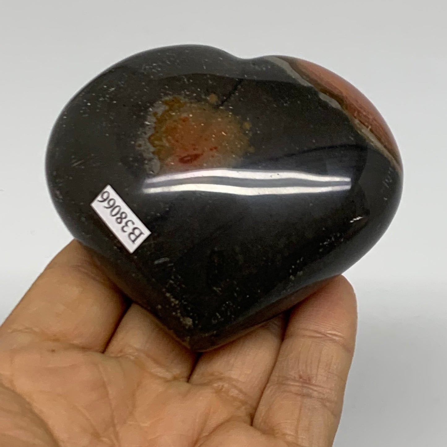 0.50 lbs, 2.7"x3"x1.4", Polychrome Jasper Heart Polished Crystal, B38066