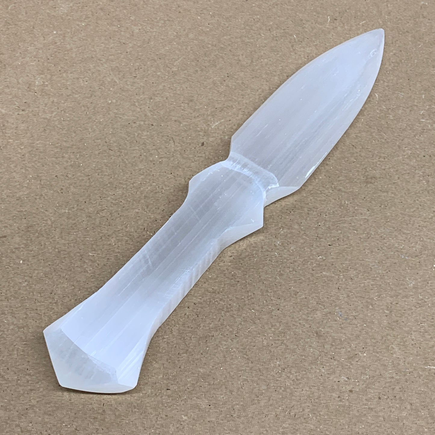 110g, 7.5"x1.3"x0.5", Natural Selenite Crystal Dagger (Satin Spar), B36044