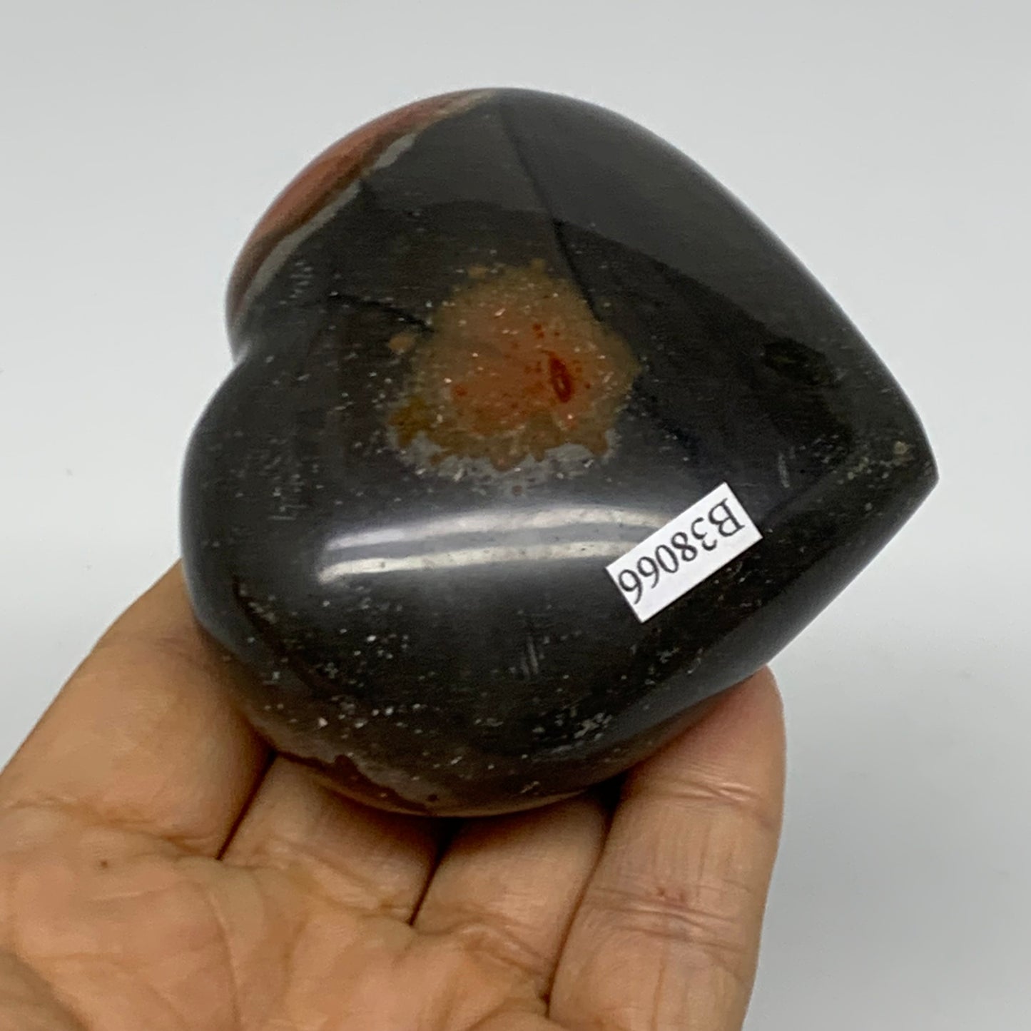 0.50 lbs, 2.7"x3"x1.4", Polychrome Jasper Heart Polished Crystal, B38066