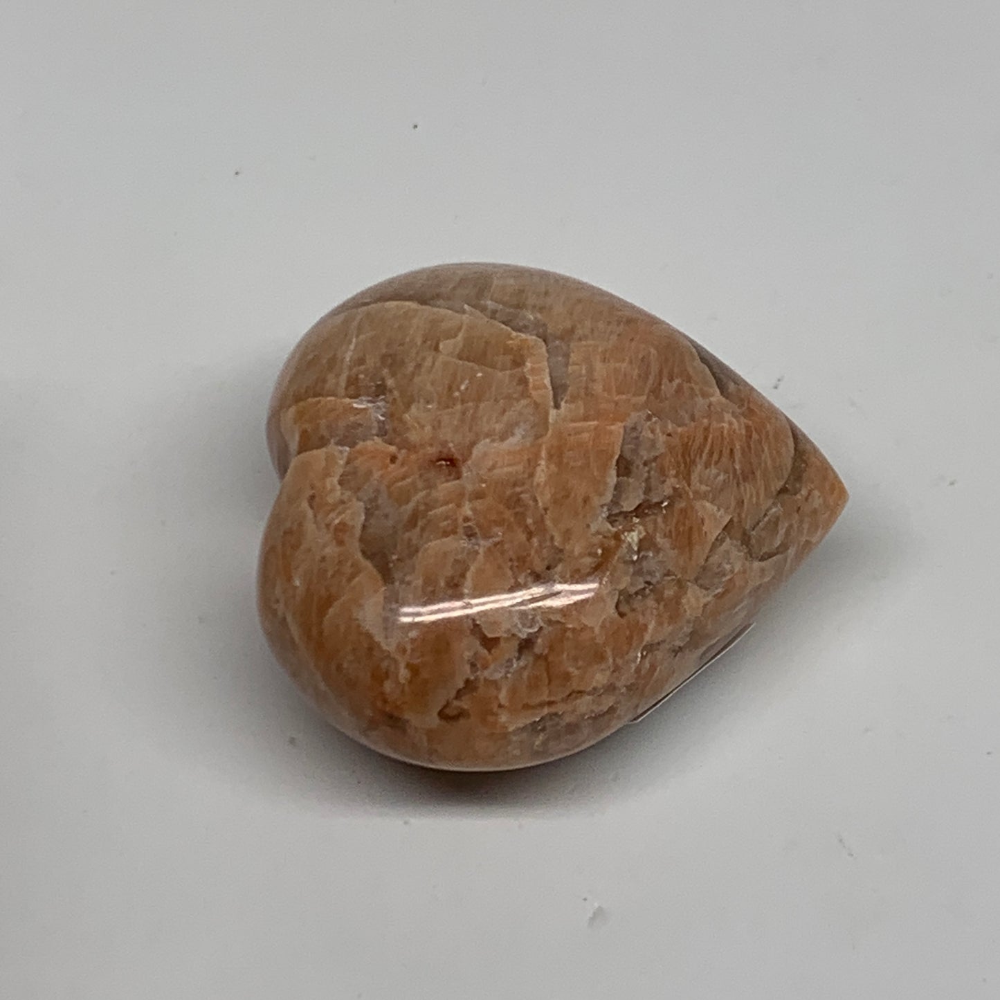 68.7g, 1.8"x1.9"x1", Peach Moonstone Heart Crystal Polished, B35021