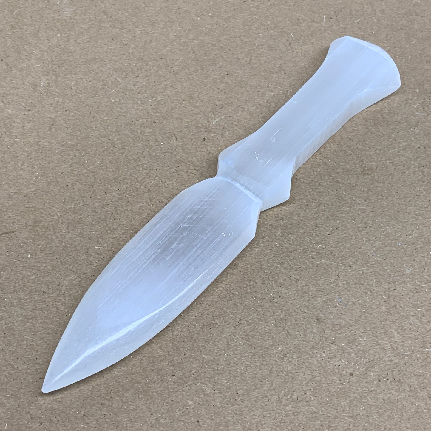 110g, 7.5"x1.3"x0.5", Natural Selenite Crystal Dagger (Satin Spar), B36044