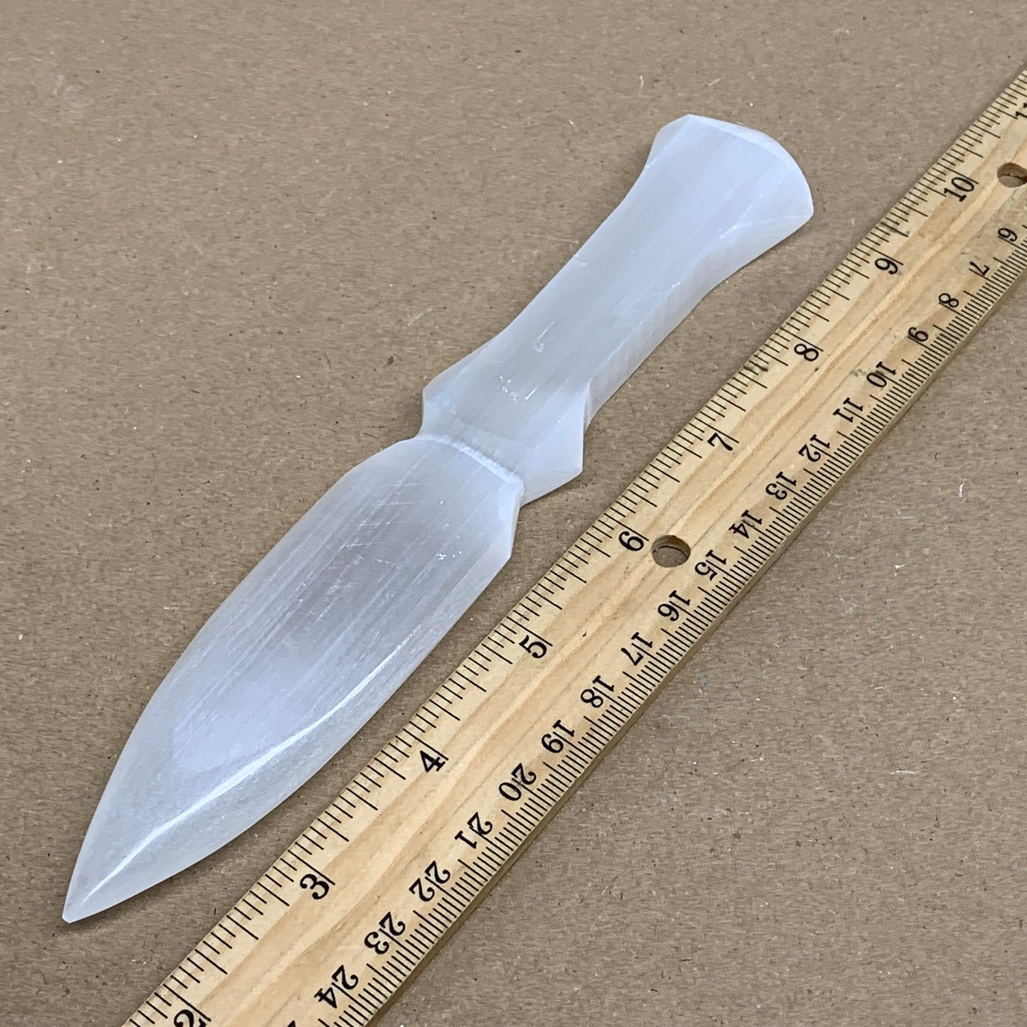 110g, 7.5"x1.3"x0.5", Natural Selenite Crystal Dagger (Satin Spar), B36044