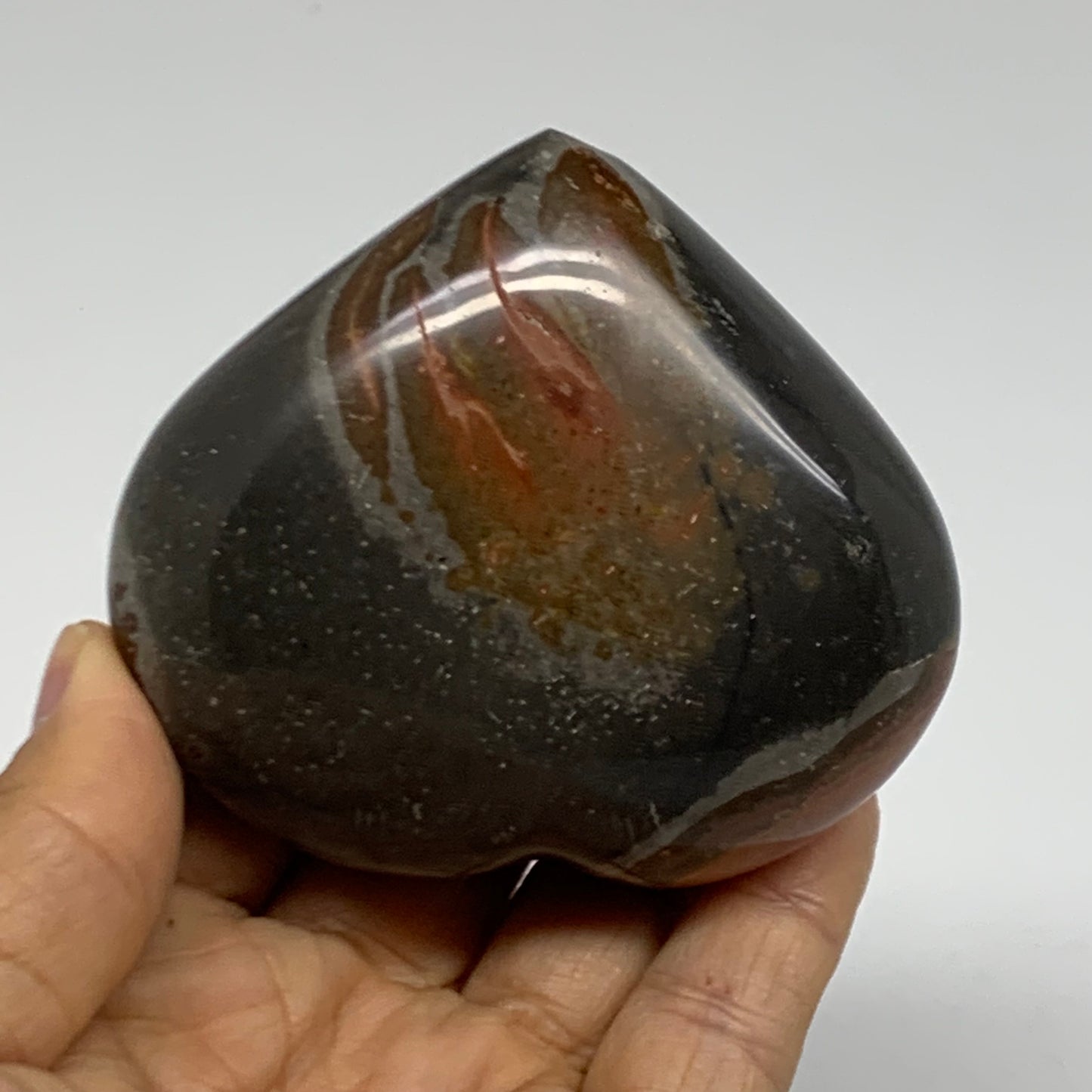 0.50 lbs, 2.7"x3"x1.4", Polychrome Jasper Heart Polished Crystal, B38066