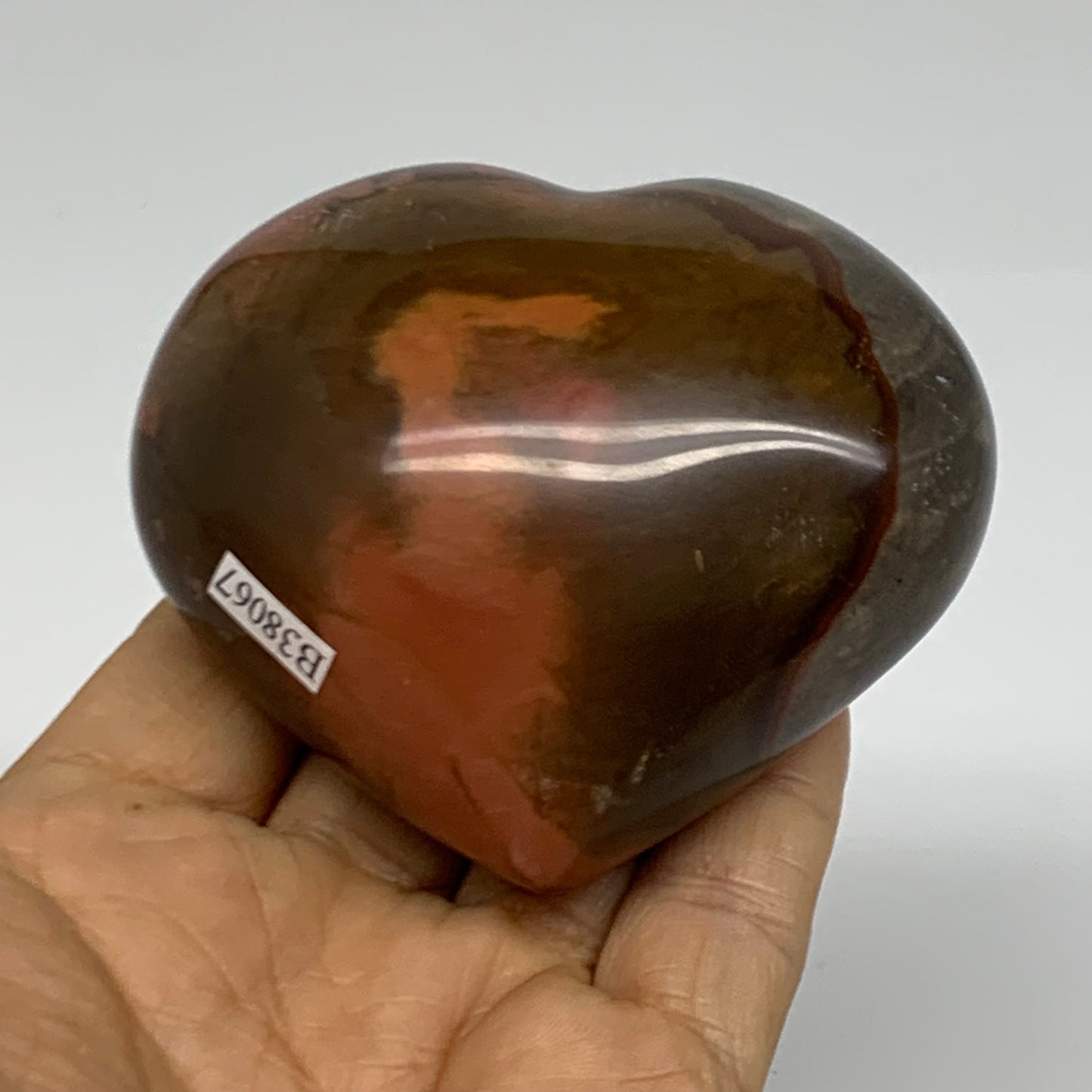 0.60 lbs, 2.6"x3"x1.7", Polychrome Jasper Heart Polished Crystal, B38067