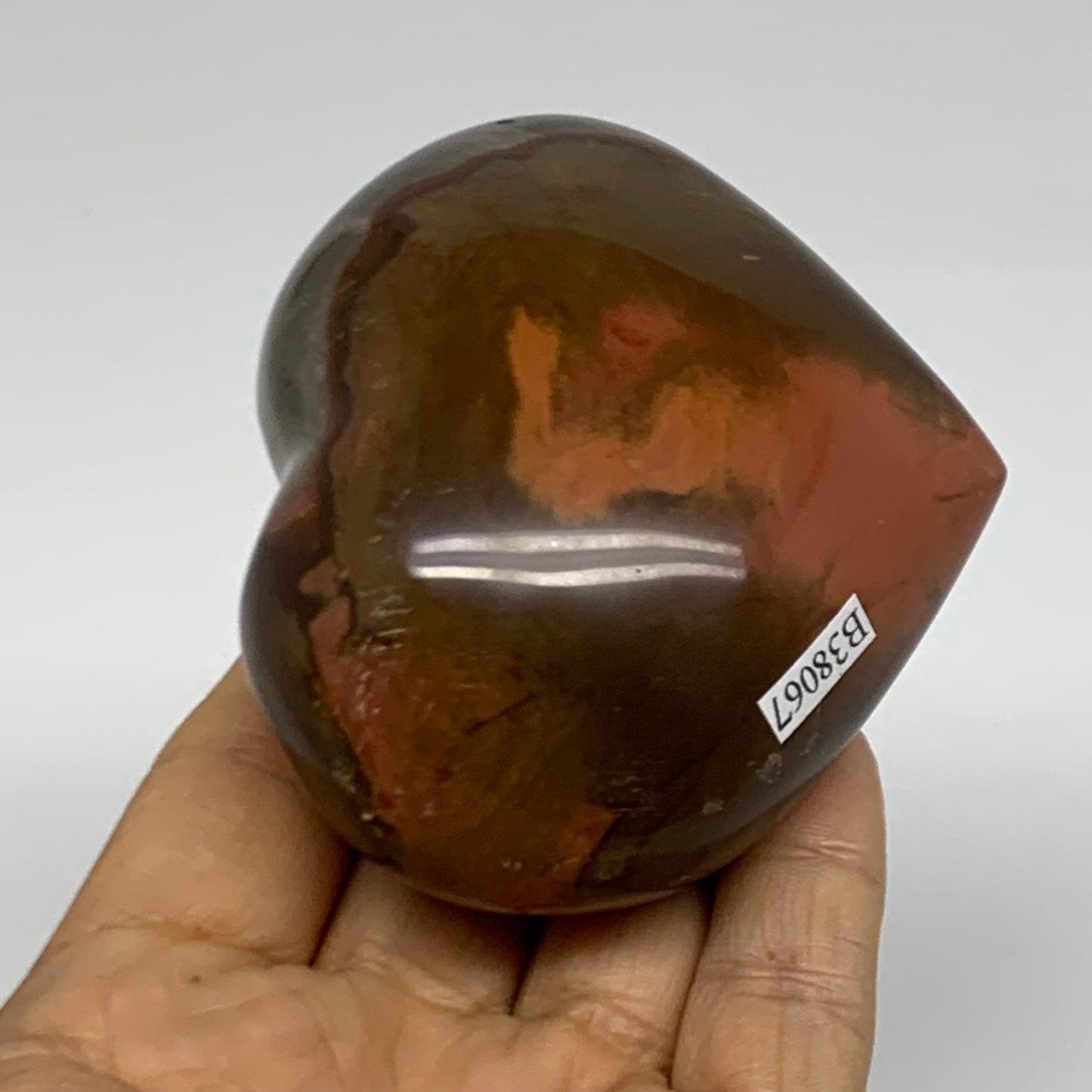 0.60 lbs, 2.6"x3"x1.7", Polychrome Jasper Heart Polished Crystal, B38067