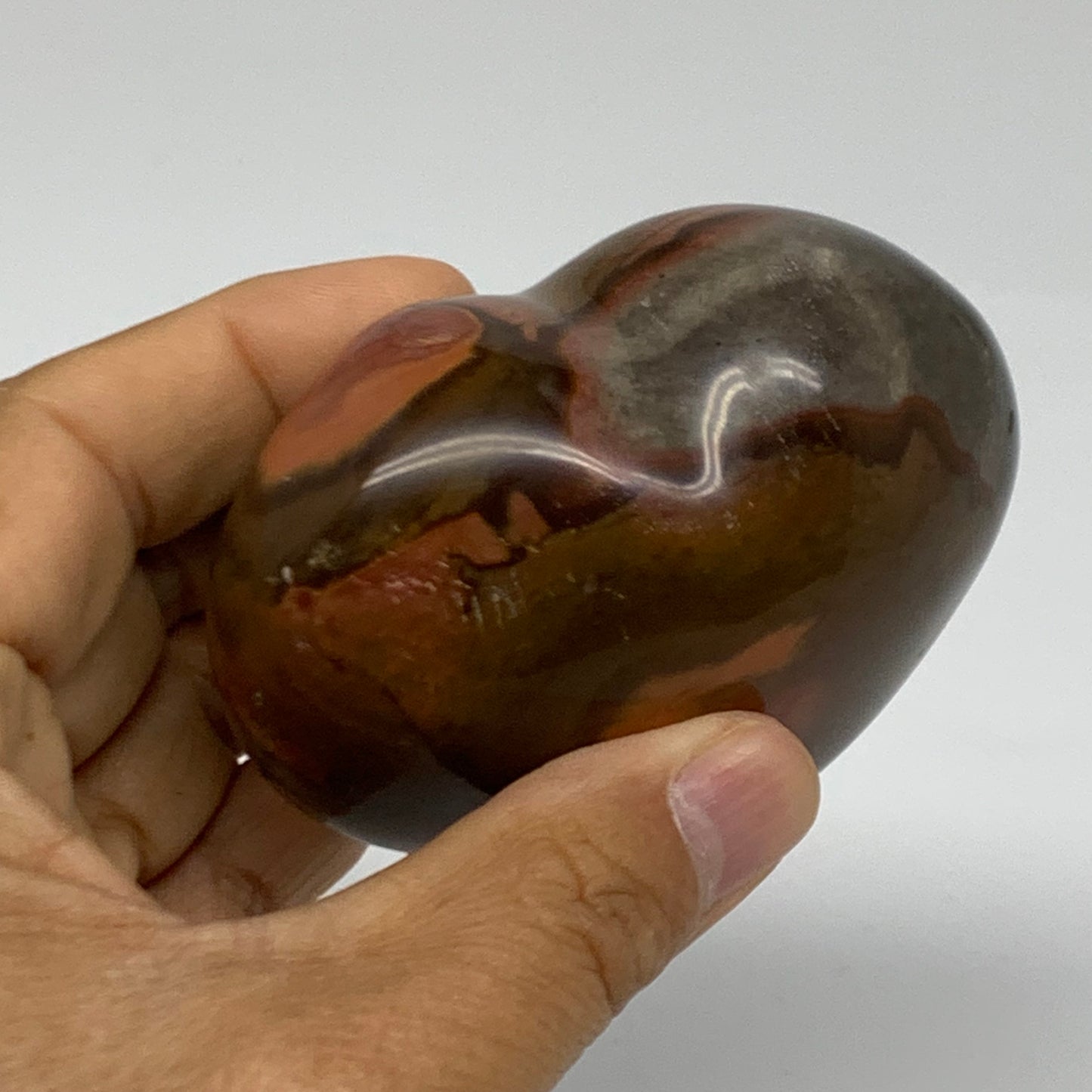 0.60 lbs, 2.6"x3"x1.7", Polychrome Jasper Heart Polished Crystal, B38067