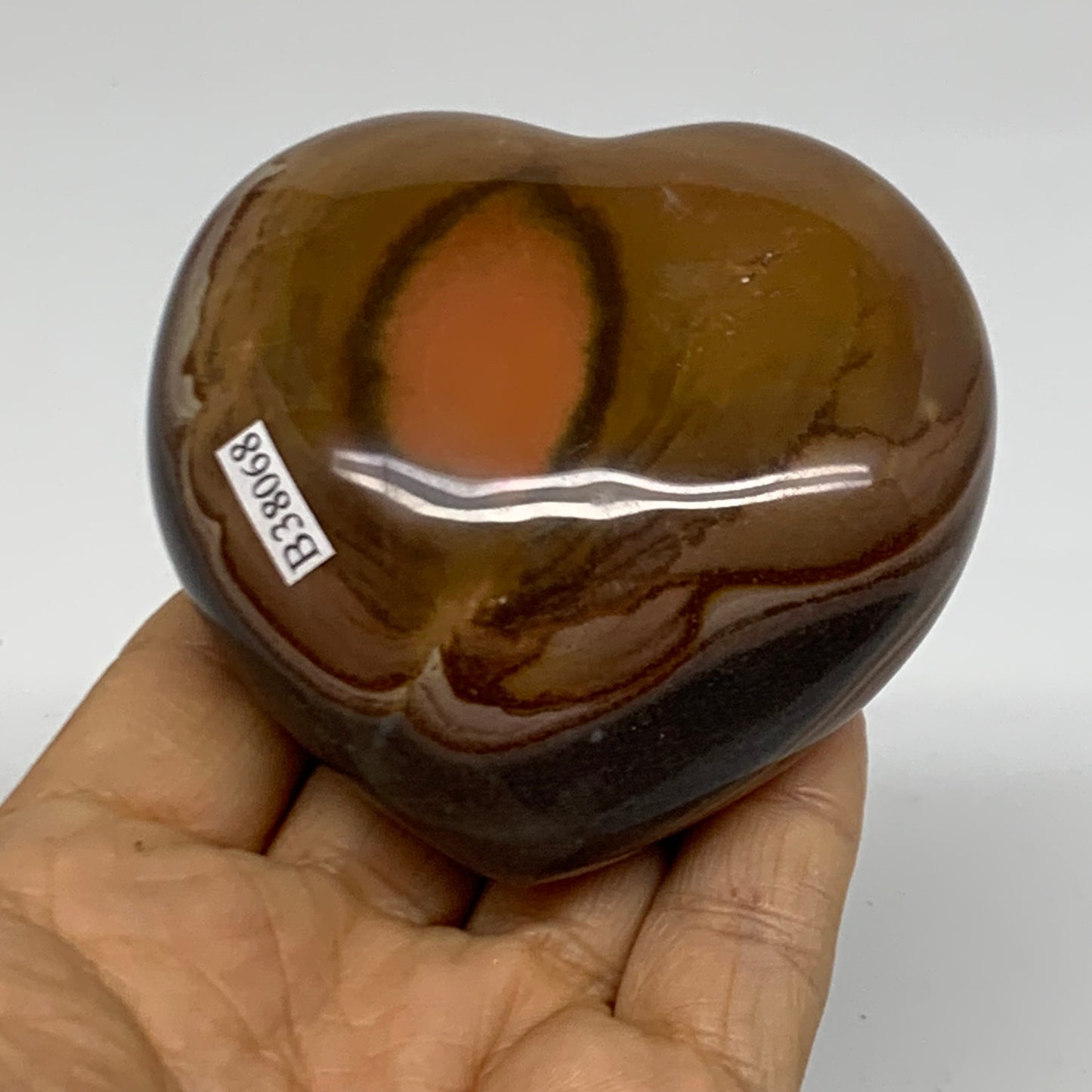 0.56 lbs, 2.8"x2.9"x1.4", Polychrome Jasper Heart Polished Crystal, B38068