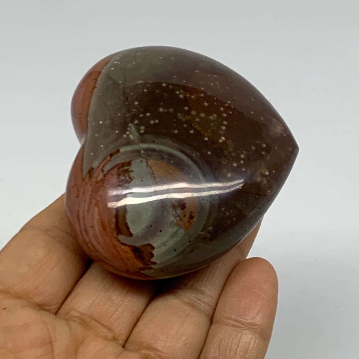 0.33 lbs, 2.2"x2.6"x1.2", Polychrome Jasper Heart Polished Crystal, B38069