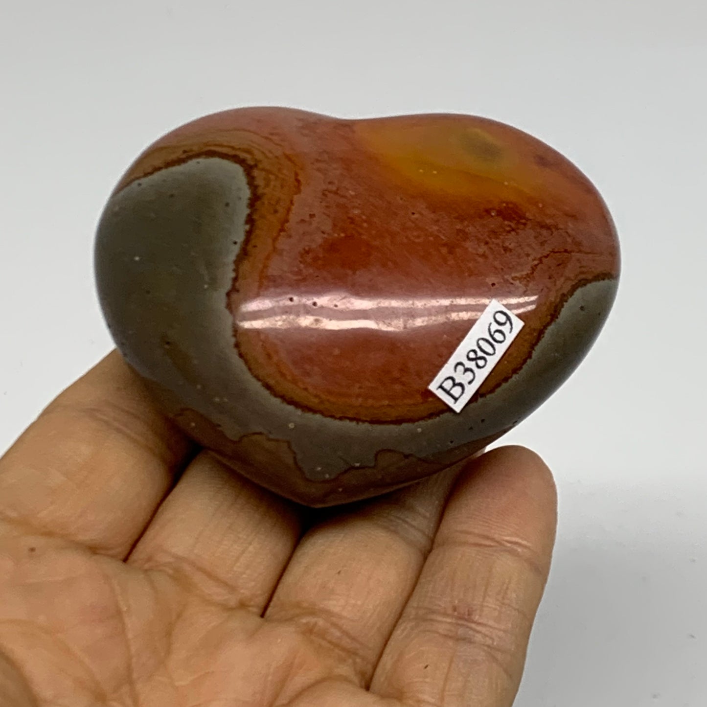 0.33 lbs, 2.2"x2.6"x1.2", Polychrome Jasper Heart Polished Crystal, B38069