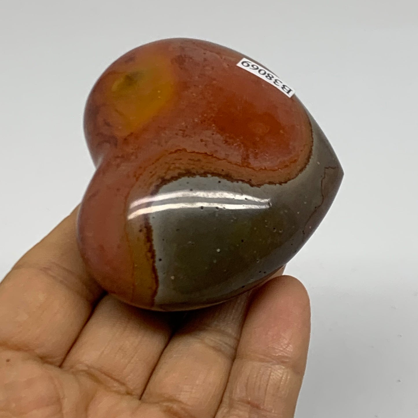 0.33 lbs, 2.2"x2.6"x1.2", Polychrome Jasper Heart Polished Crystal, B38069