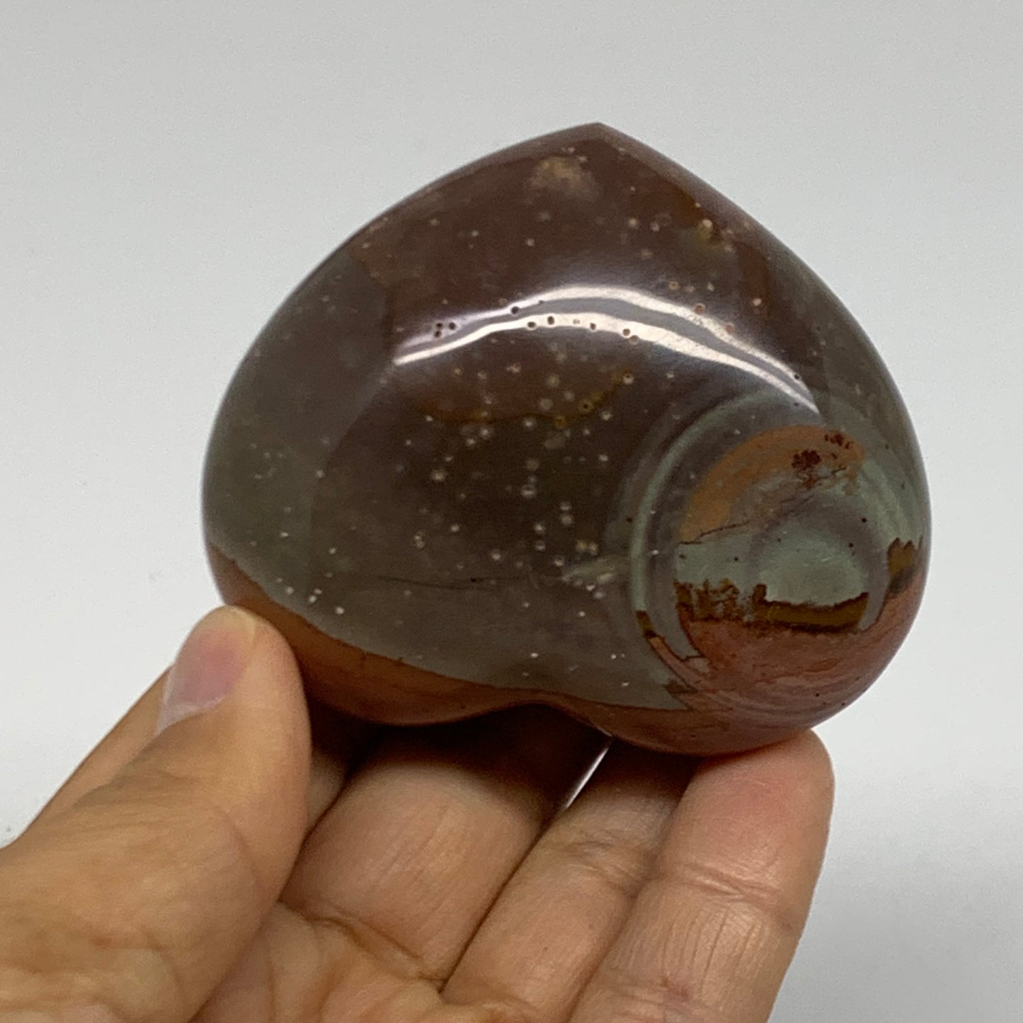0.33 lbs, 2.2"x2.6"x1.2", Polychrome Jasper Heart Polished Crystal, B38069