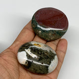 141.9g, 2"-2.1", 2pcs, Natural Ocean Jasper Palm-Stone Orbicular Jasper, B30827