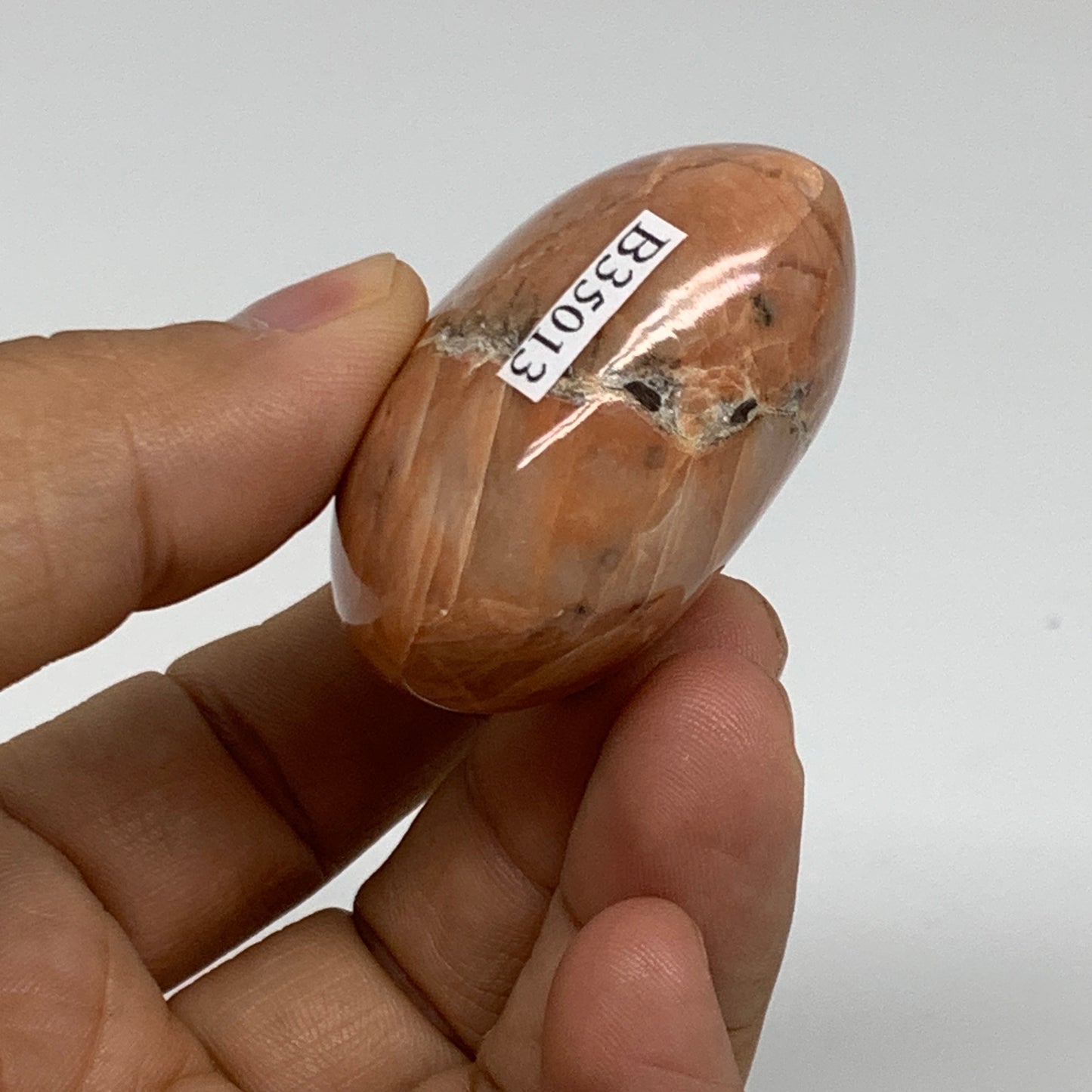 68.9g, 1.7"x1.9"x1", Peach Moonstone Heart Crystal Polished, B35013