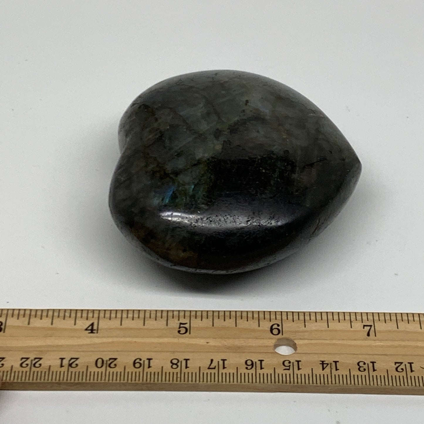 0.7 lbs, 3"x3.2"x1.4", Natural Labradorite Heart Polished Crystal, B37232