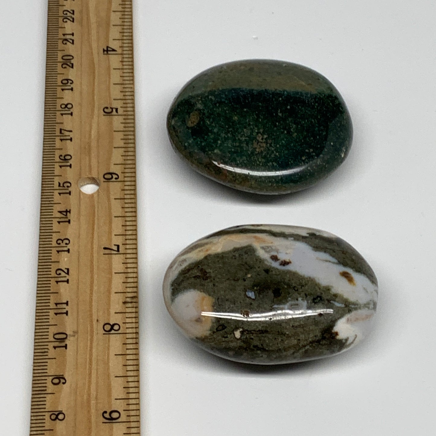 141.9g, 2"-2.1", 2pcs, Natural Ocean Jasper Palm-Stone Orbicular Jasper, B30827