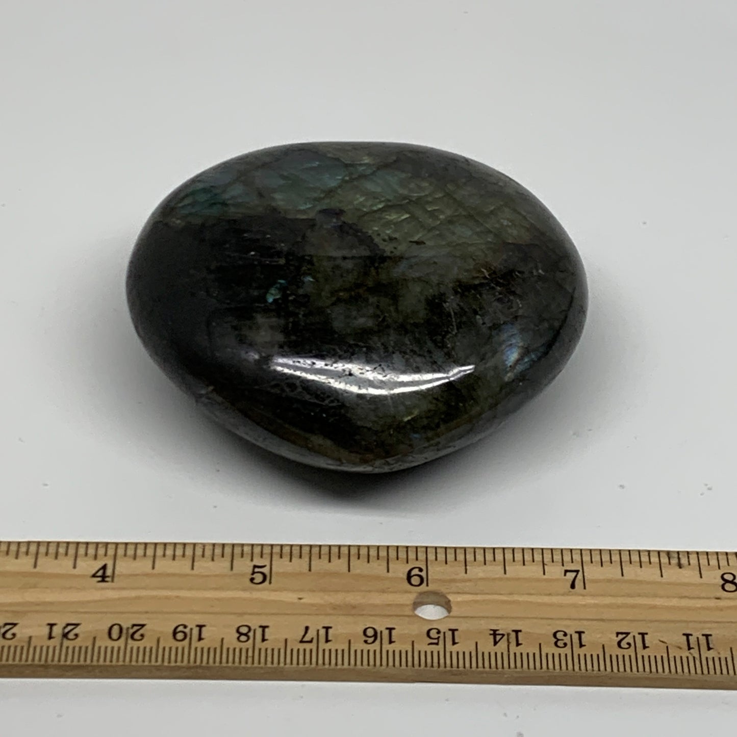 0.7 lbs, 3"x3.2"x1.4", Natural Labradorite Heart Polished Crystal, B37232