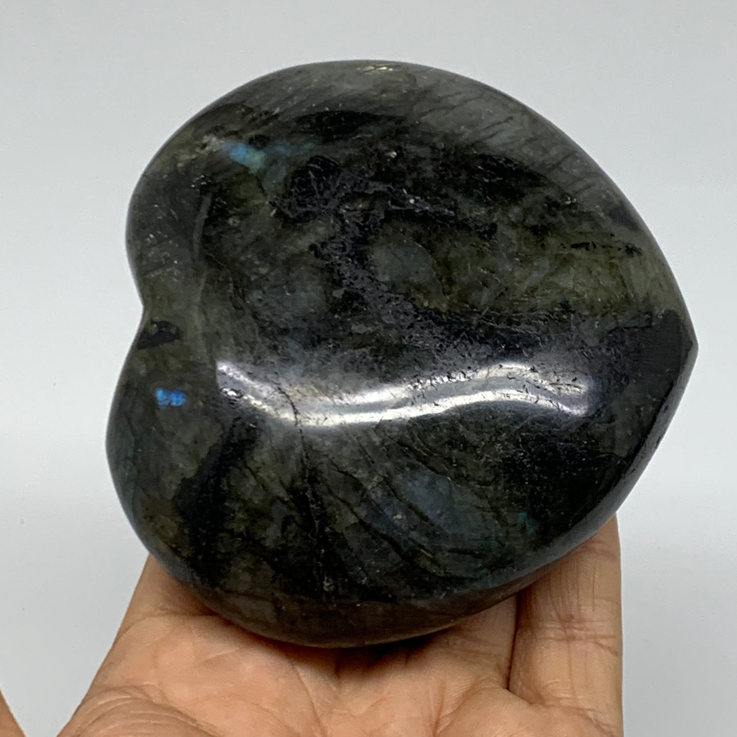 0.93 lbs, 3.4"x3.7"x1.4", Natural Labradorite Heart Polished Crystal, B37233