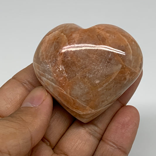 79.9g, 1.8"x2"x1", Peach Moonstone Heart Crystal Polished, B35014