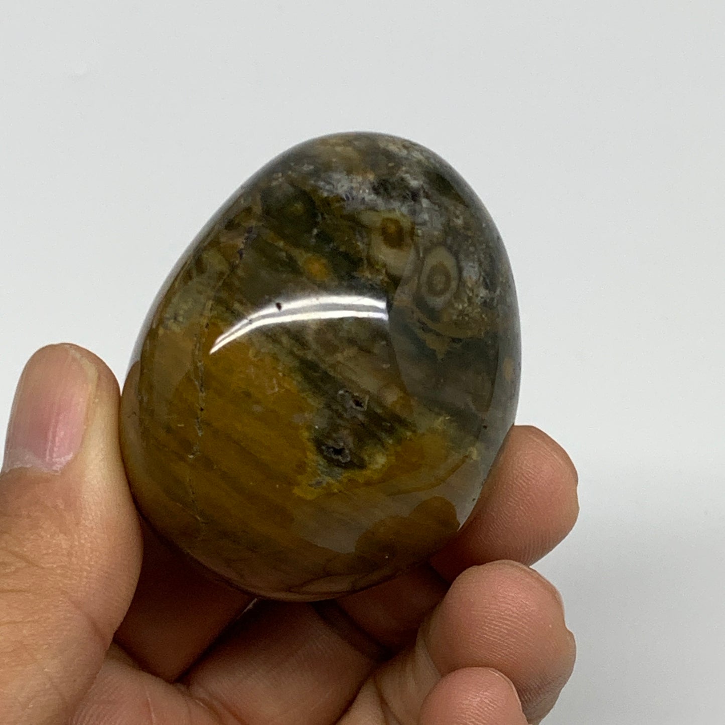 125.1g, 2"x1.7"x1.5" Natural Ocean Jasper Palm-Stone Orbicular Jasper, B30826