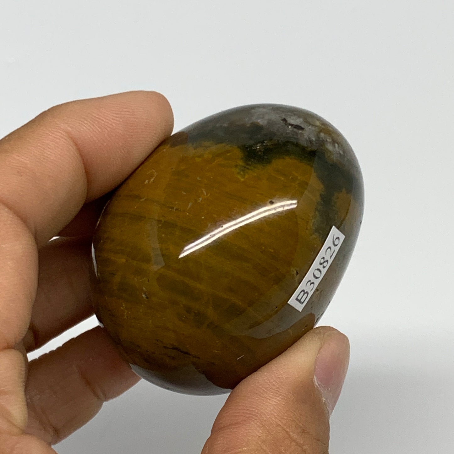 125.1g, 2"x1.7"x1.5" Natural Ocean Jasper Palm-Stone Orbicular Jasper, B30826