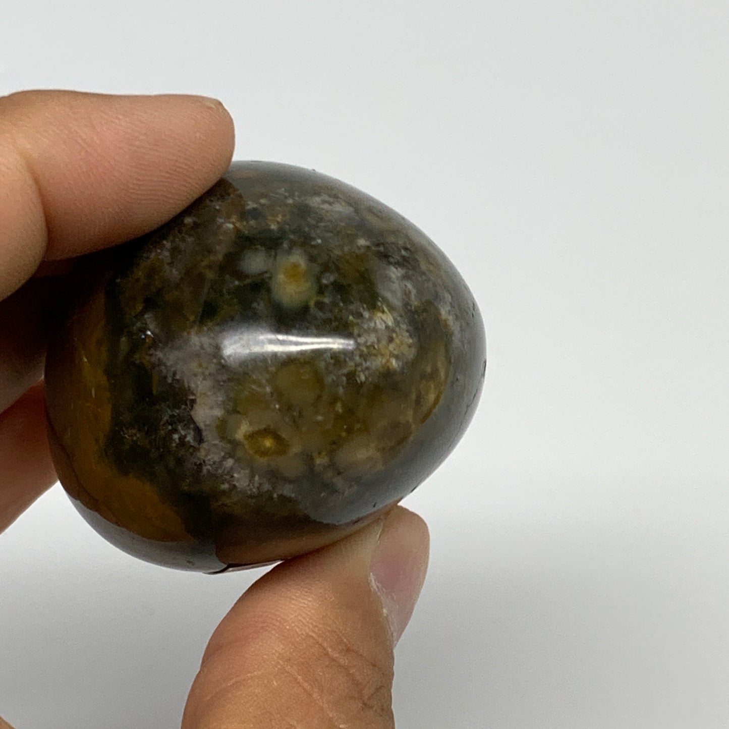 125.1g, 2"x1.7"x1.5" Natural Ocean Jasper Palm-Stone Orbicular Jasper, B30826