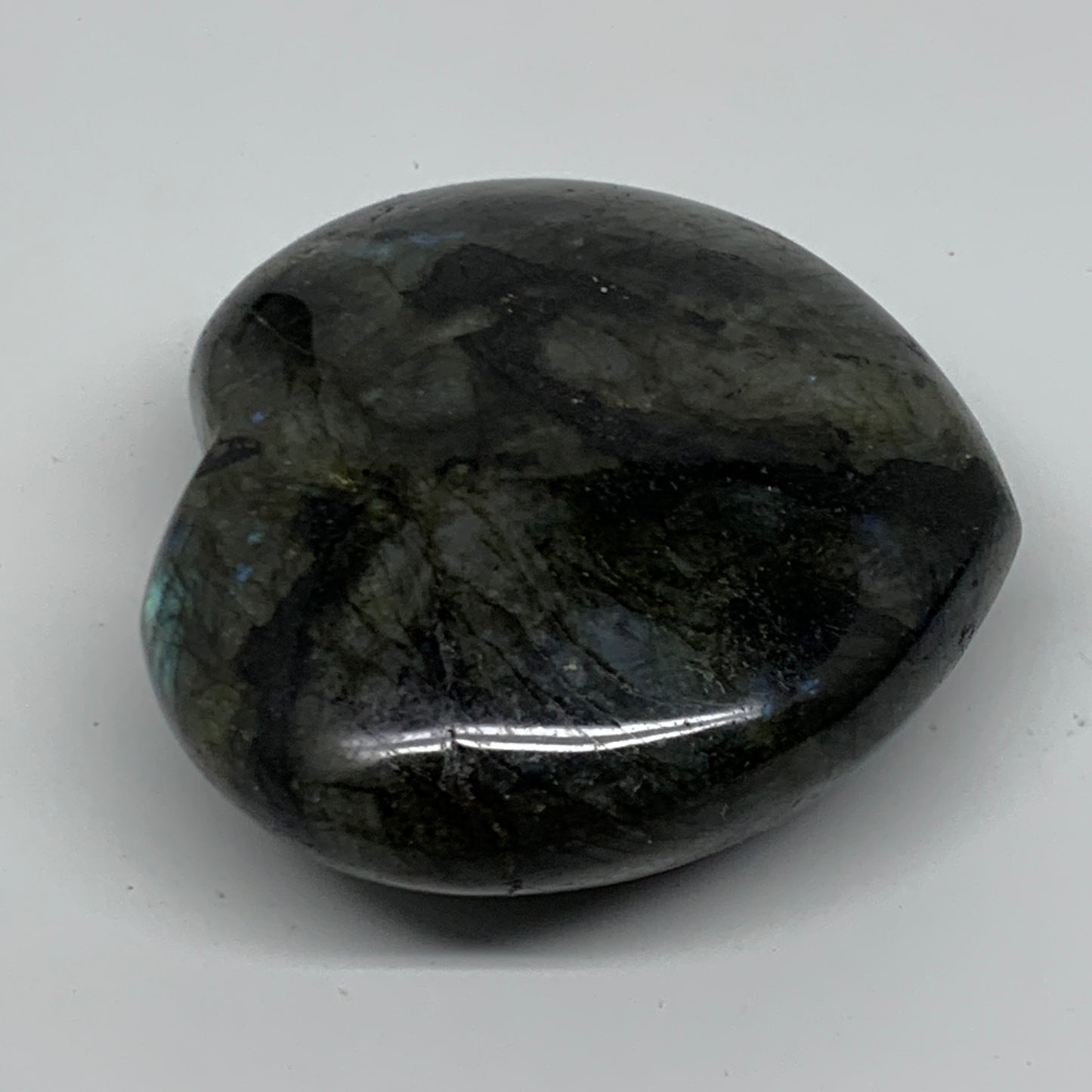 0.93 lbs, 3.4"x3.7"x1.4", Natural Labradorite Heart Polished Crystal, B37233