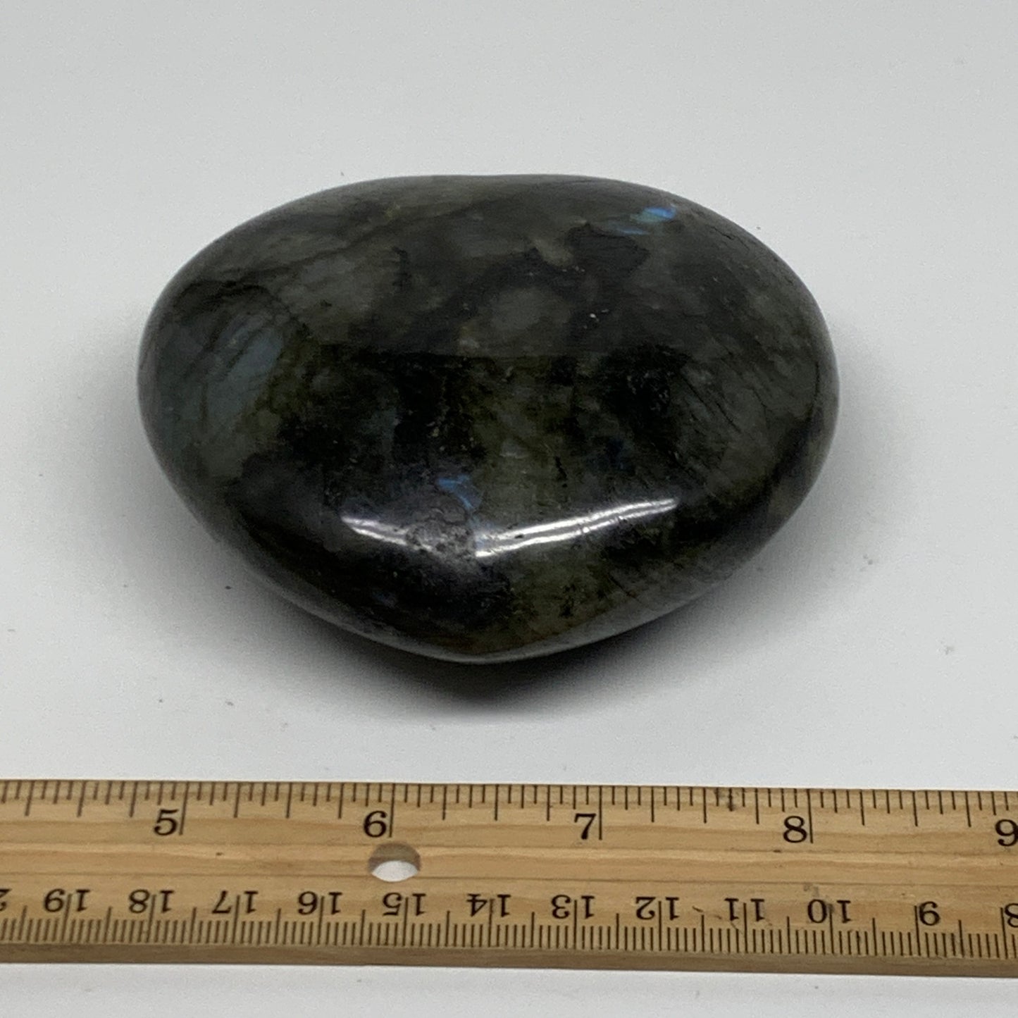 0.93 lbs, 3.4"x3.7"x1.4", Natural Labradorite Heart Polished Crystal, B37233