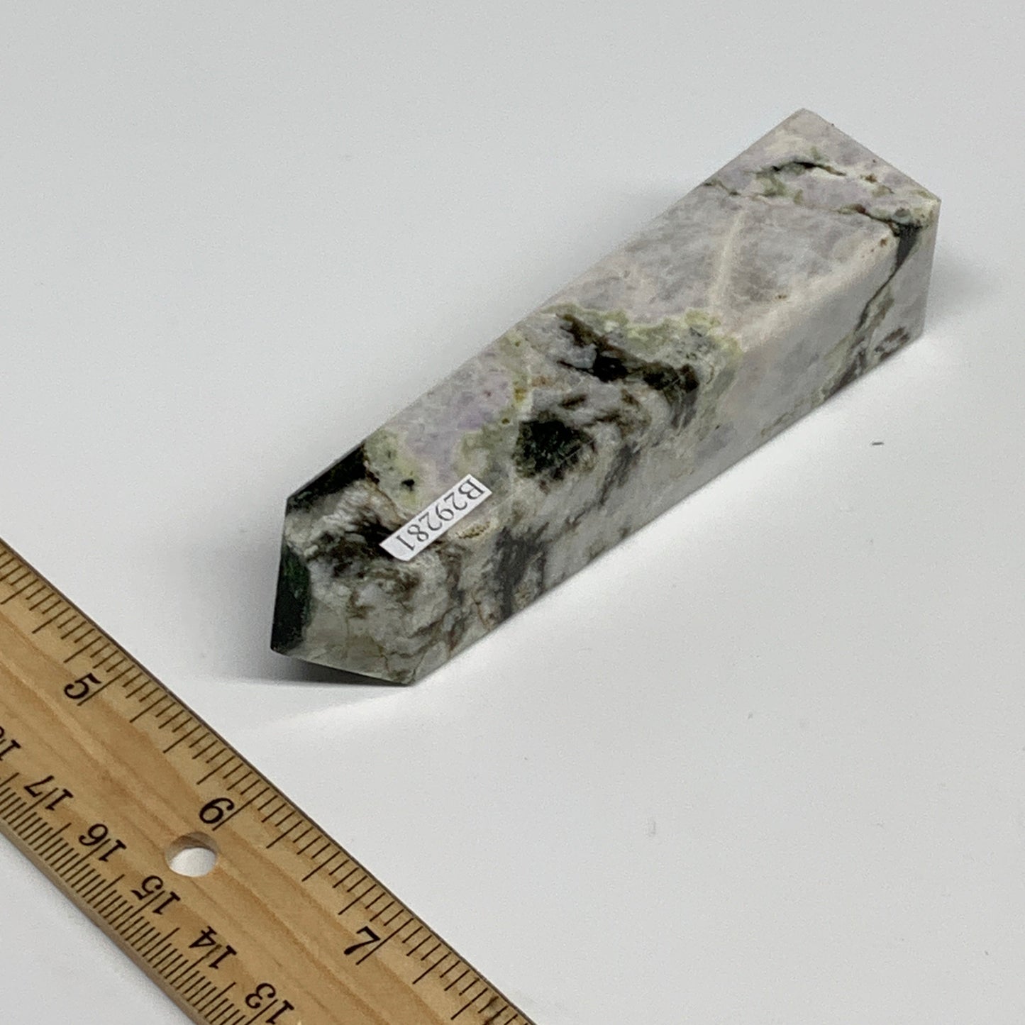 140.7g, 4.1"x1"x1" Rainbow Moonstone Tower Obelisk Point Crystal @India,B29281