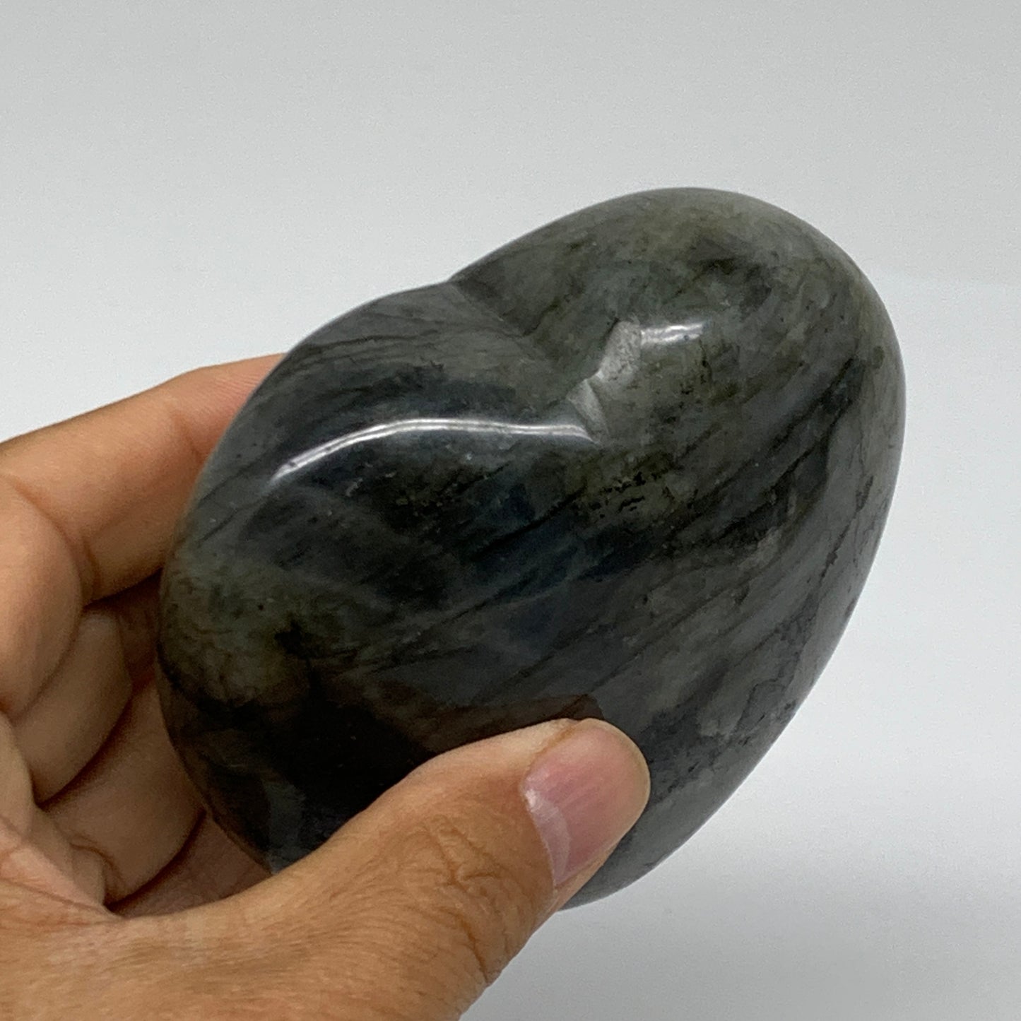 0.95 lbs, 3.3"x3.5"x1.6", Natural Labradorite Heart Polished Crystal, B37234