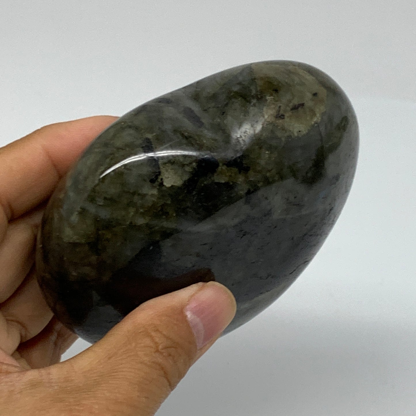 1.17 lbs, 3.5"x3.8"x1.6", Natural Labradorite Heart Polished Crystal, B37235