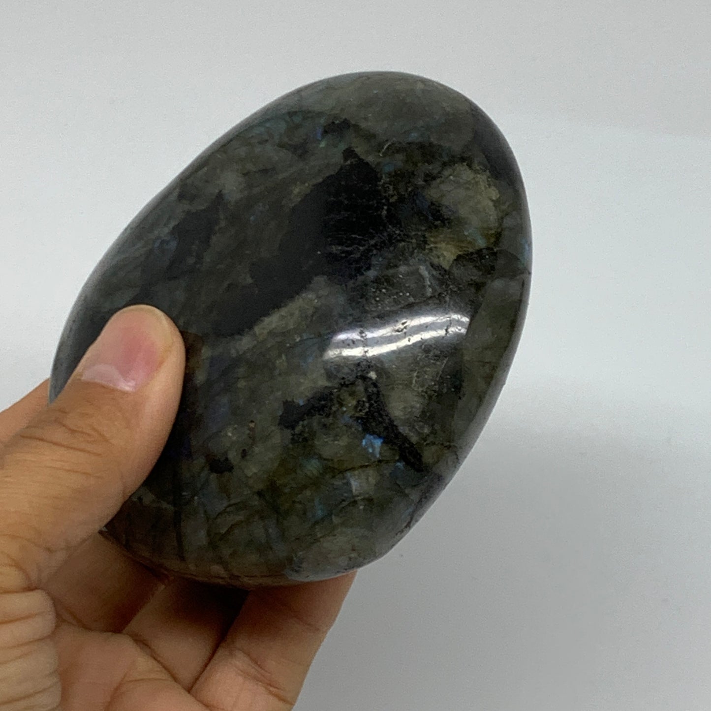 1.17 lbs, 3.5"x3.8"x1.6", Natural Labradorite Heart Polished Crystal, B37235