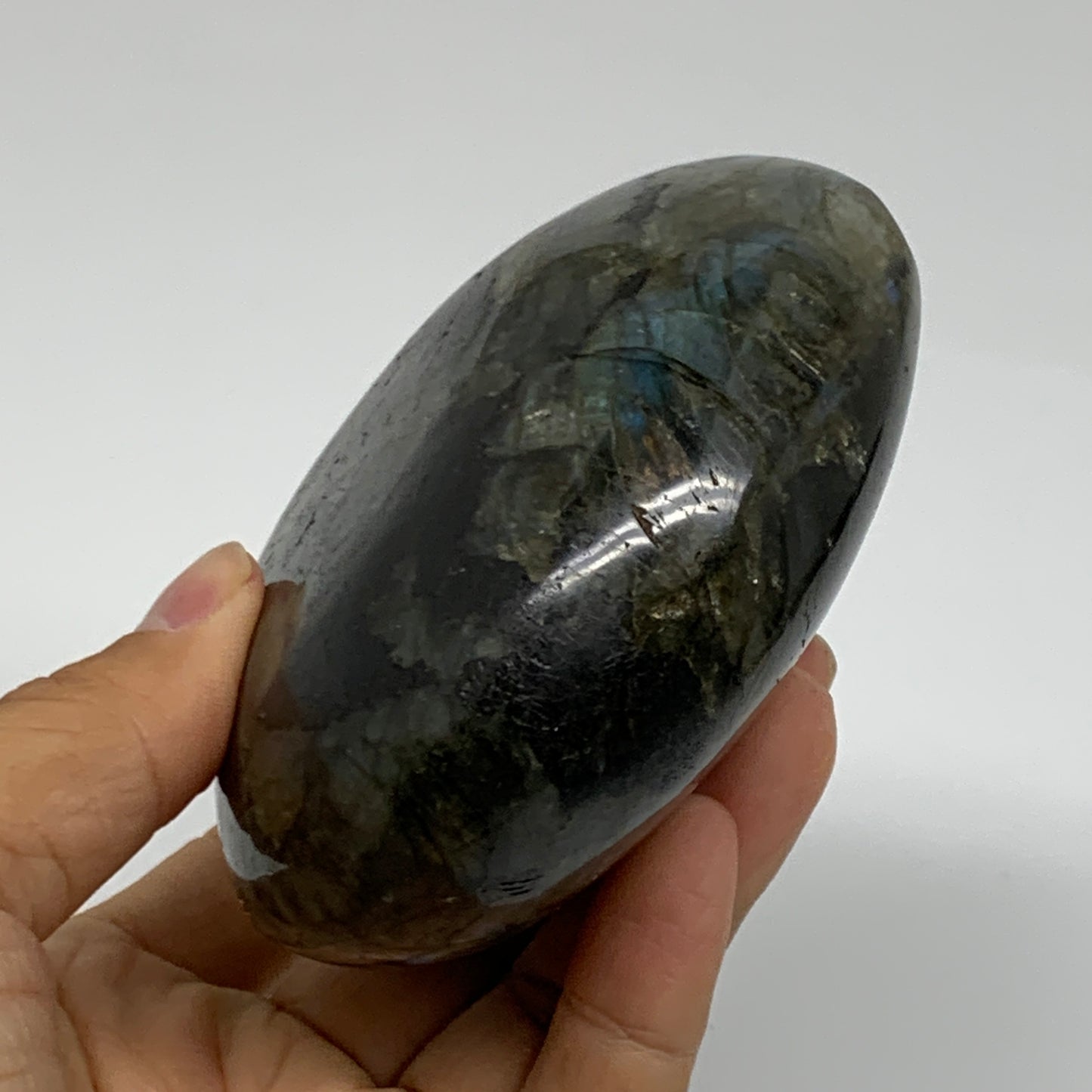 1.17 lbs, 3.5"x3.8"x1.6", Natural Labradorite Heart Polished Crystal, B37235