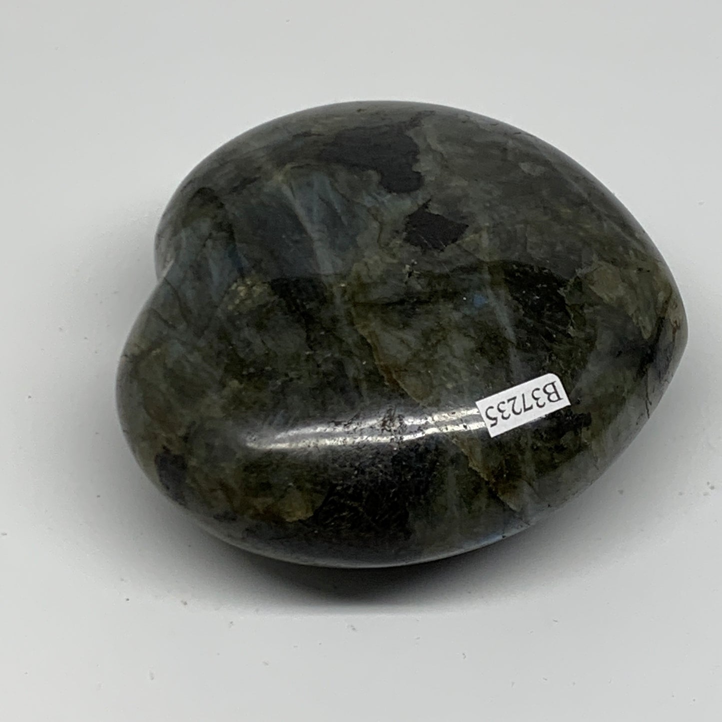 1.17 lbs, 3.5"x3.8"x1.6", Natural Labradorite Heart Polished Crystal, B37235
