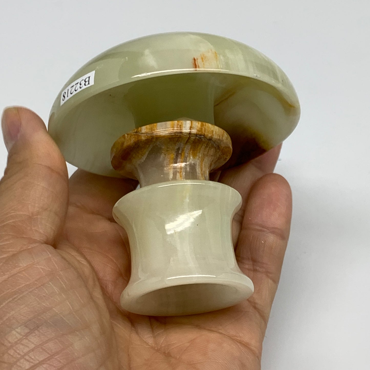 190g, 2.7"x1.4"x2.9", Natural Green Onyx Candle Holder Gemstone Carved, B32218