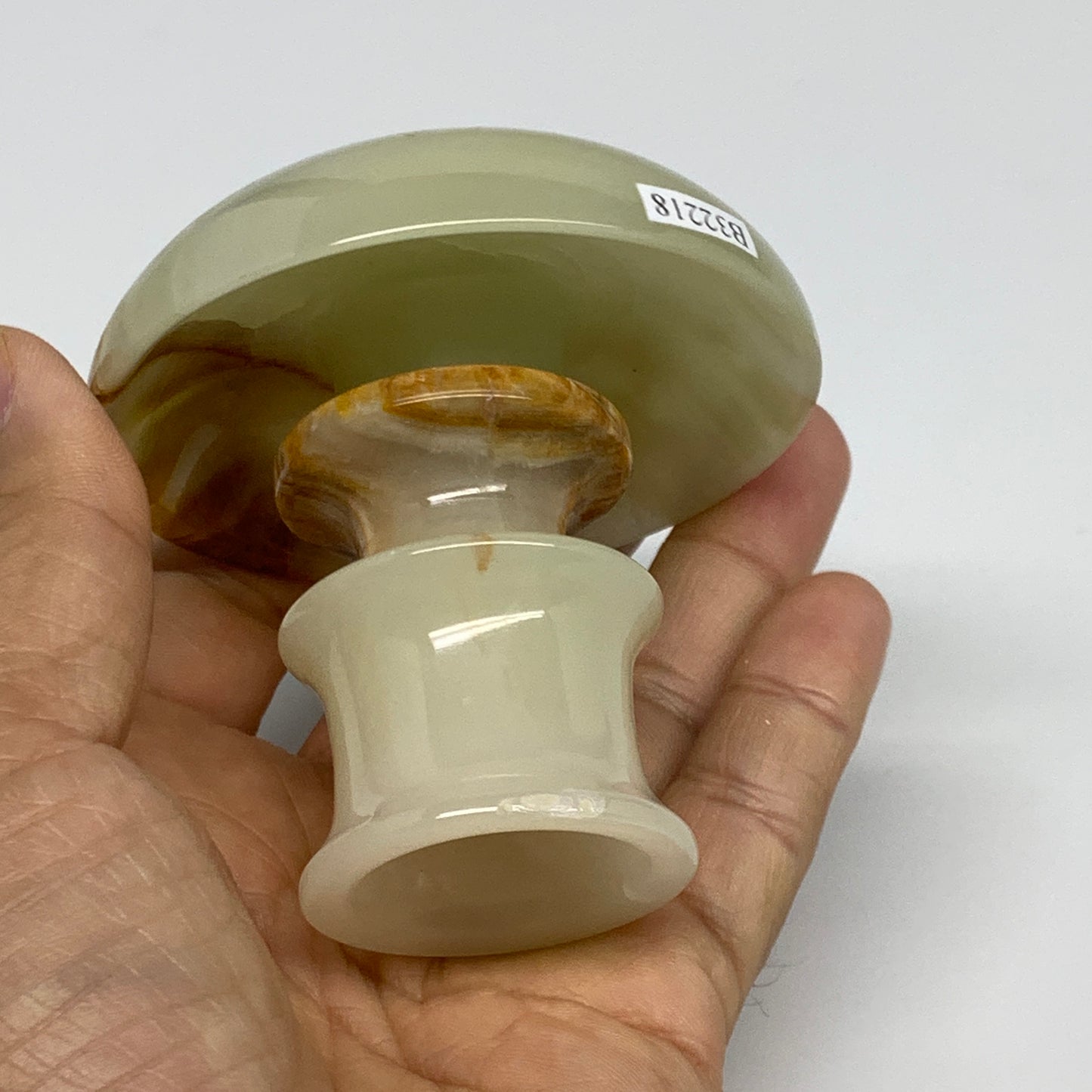 190g, 2.7"x1.4"x2.9", Natural Green Onyx Candle Holder Gemstone Carved, B32218