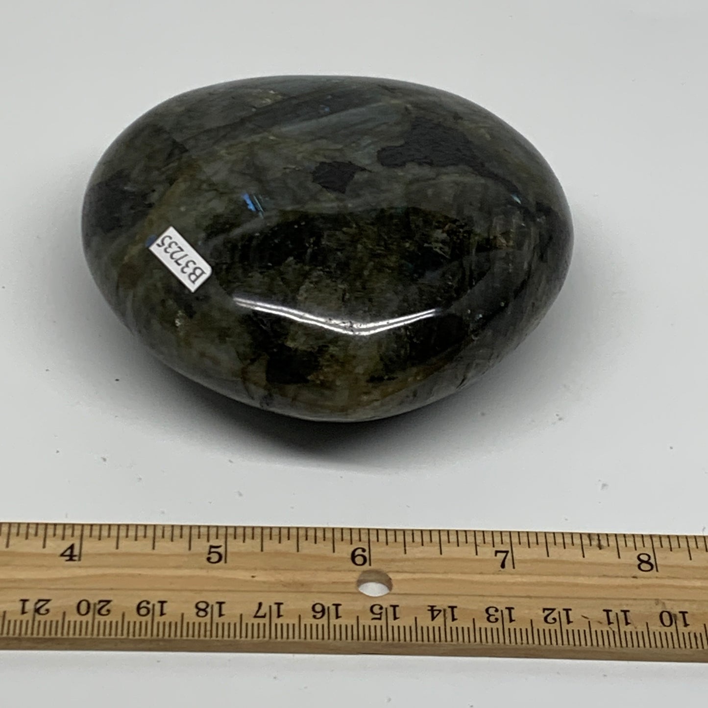 1.17 lbs, 3.5"x3.8"x1.6", Natural Labradorite Heart Polished Crystal, B37235