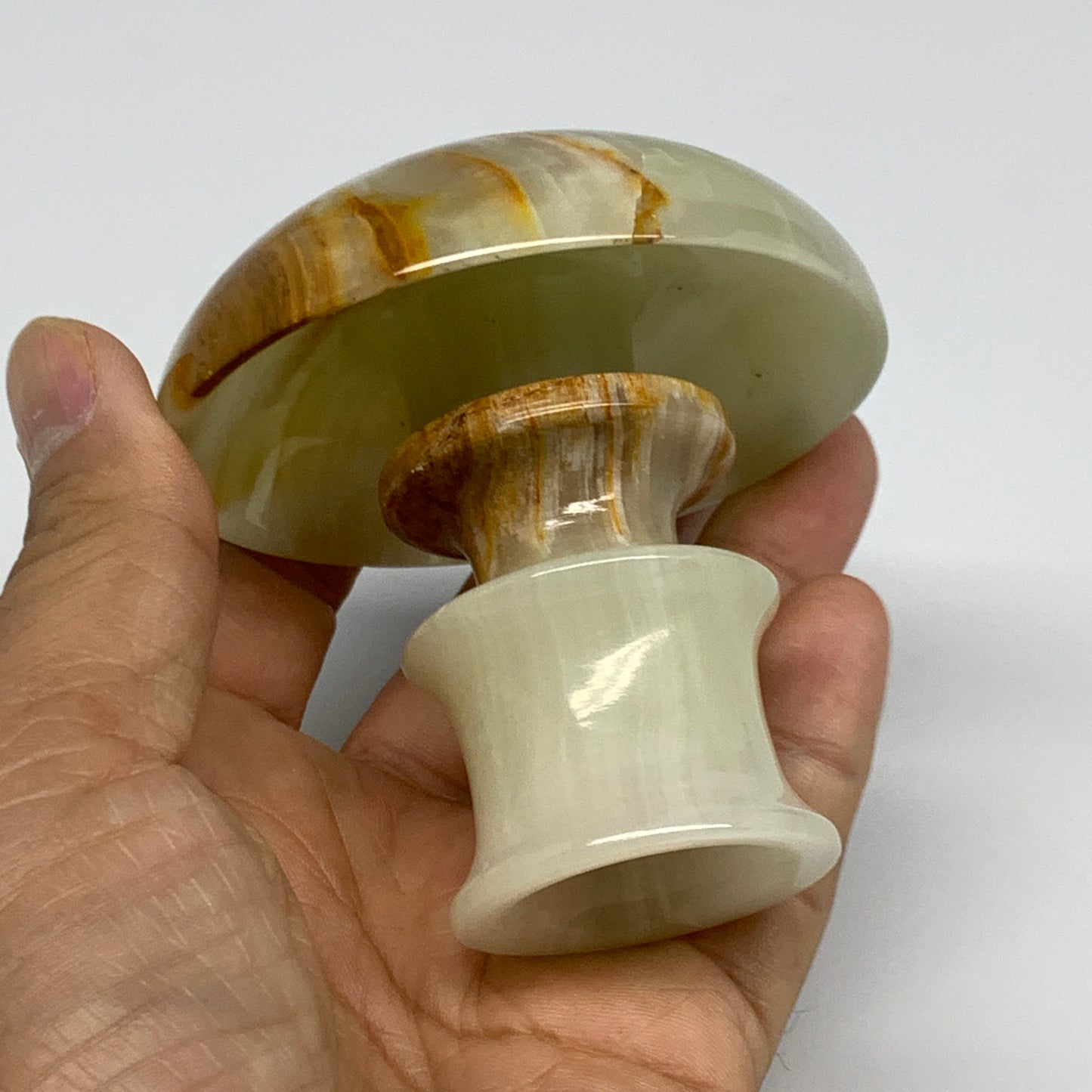 190g, 2.7"x1.4"x2.9", Natural Green Onyx Candle Holder Gemstone Carved, B32218