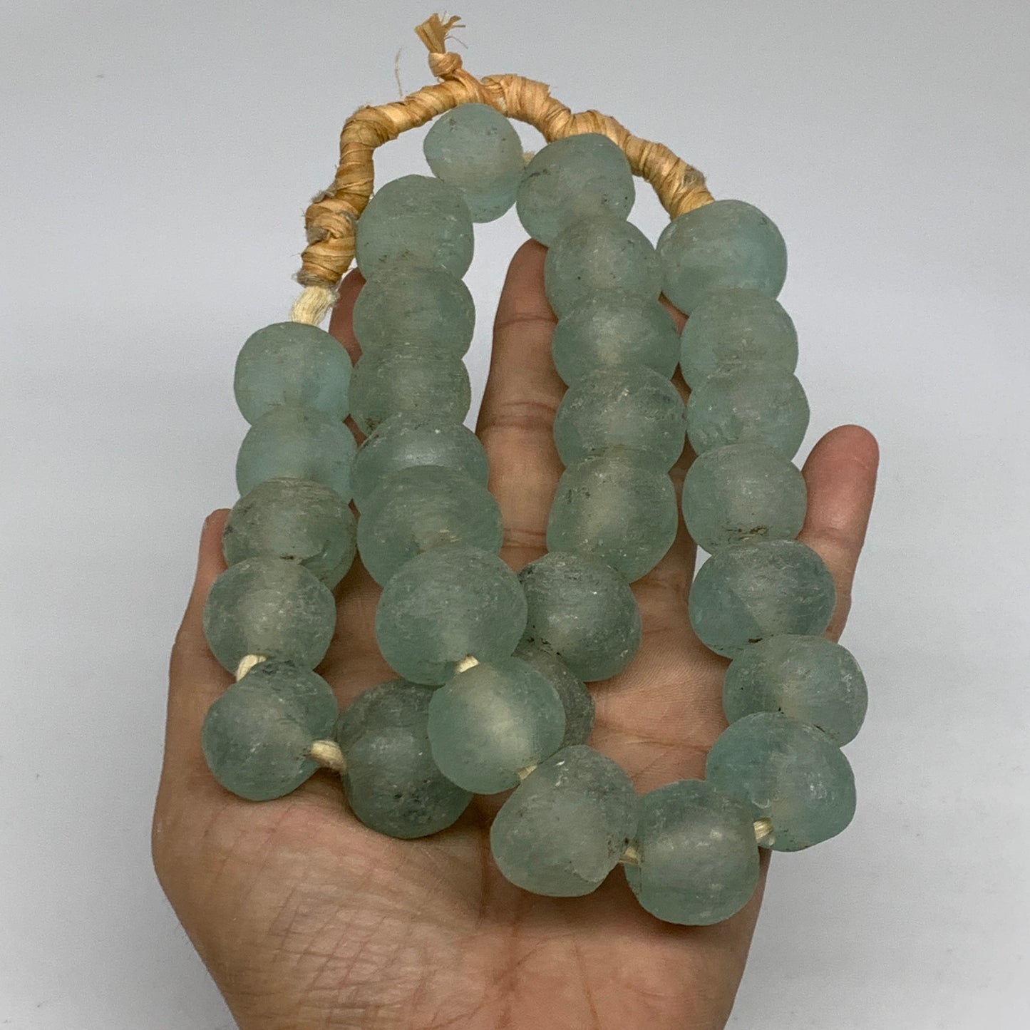 0.83 lbs, 16mm-19mm, 1 Strand, 30 beads, Green/Blue Sea Glass Beads , B35725